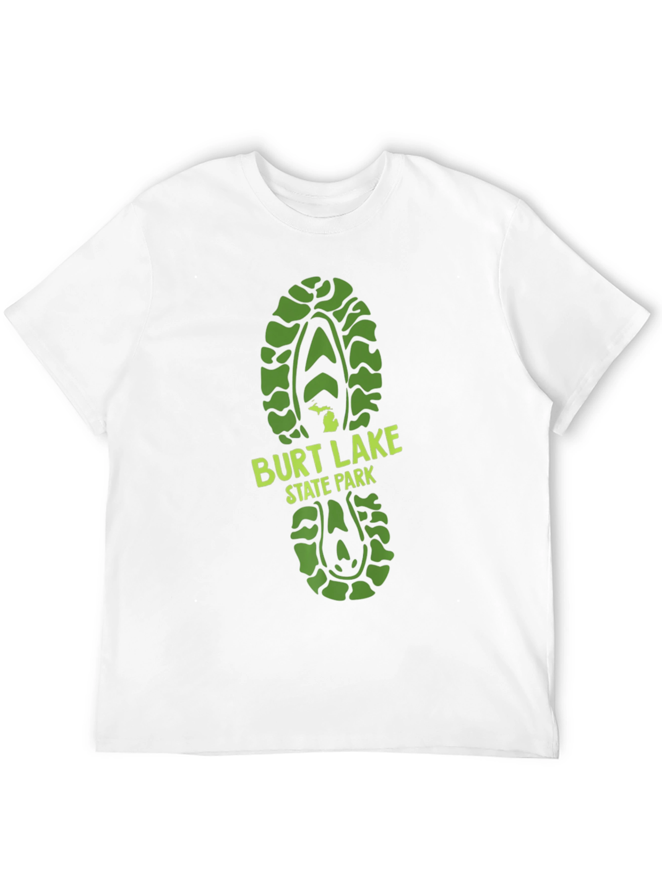 Black Burt Lake State Park Green Footprint T-Shirt view 12