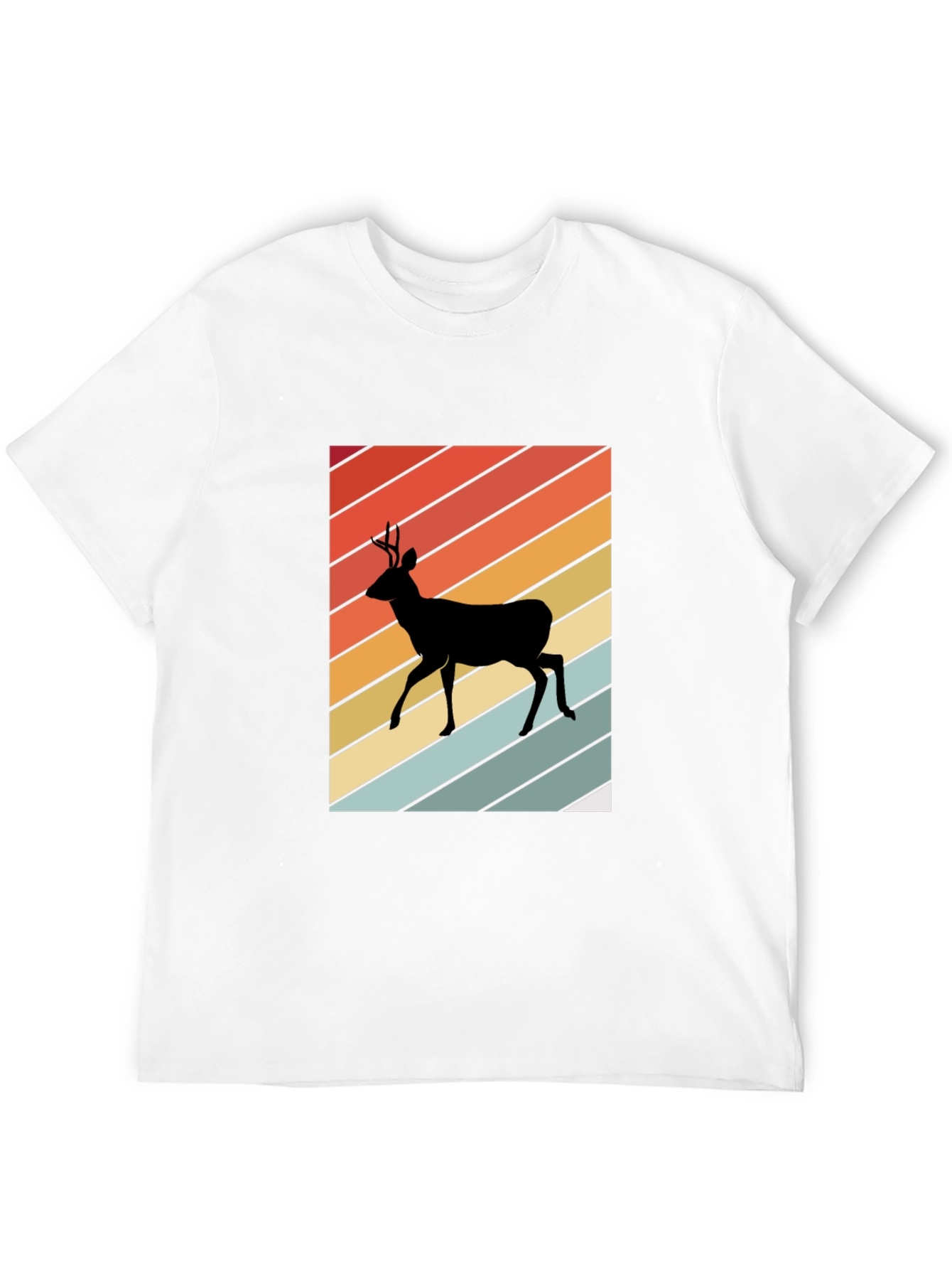 Black Retro Deer Silhouette T-Shirt view 12