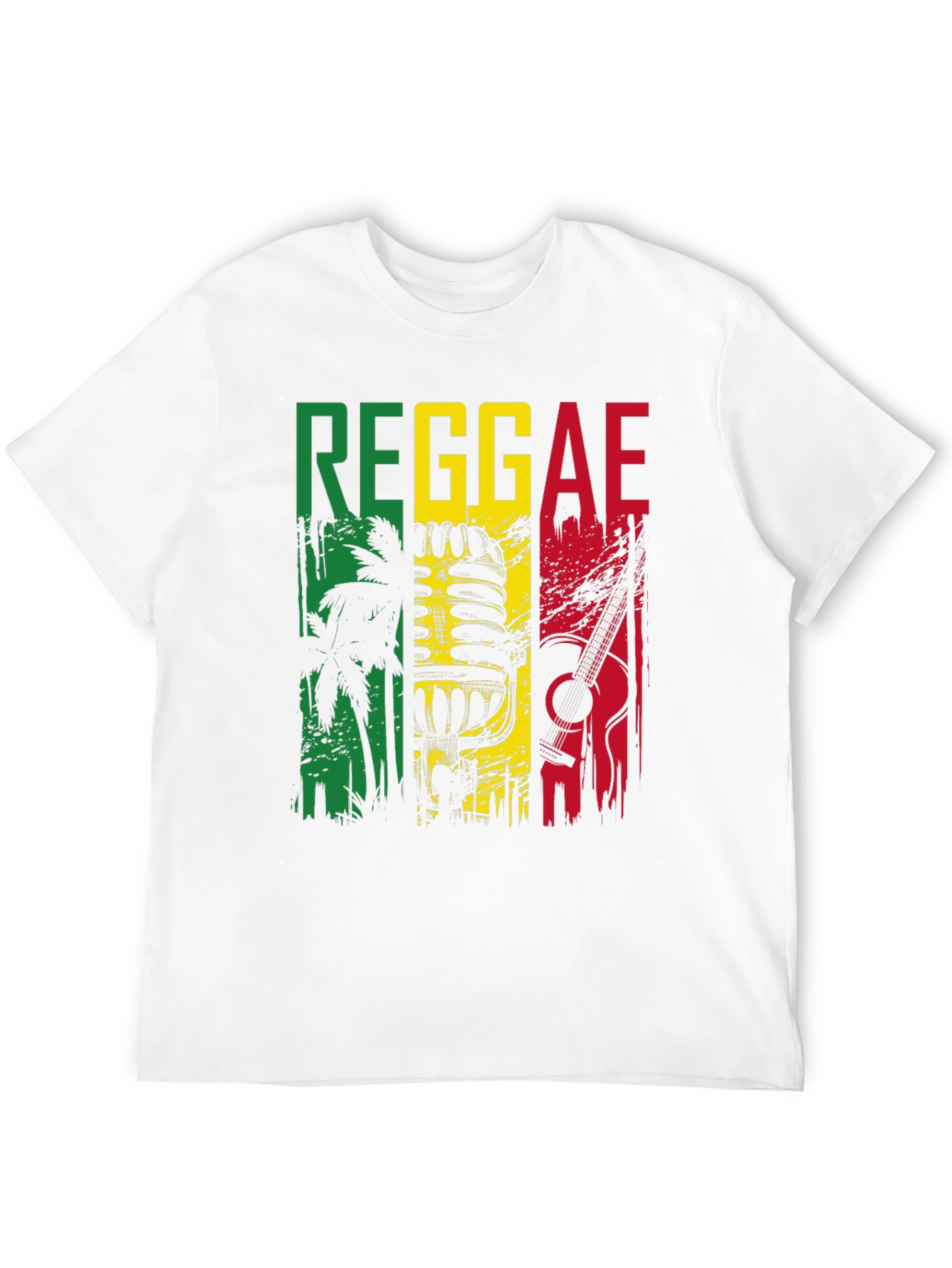 Black Reggae Music Graphic T-Shirt - Rasta Colors Design view 12