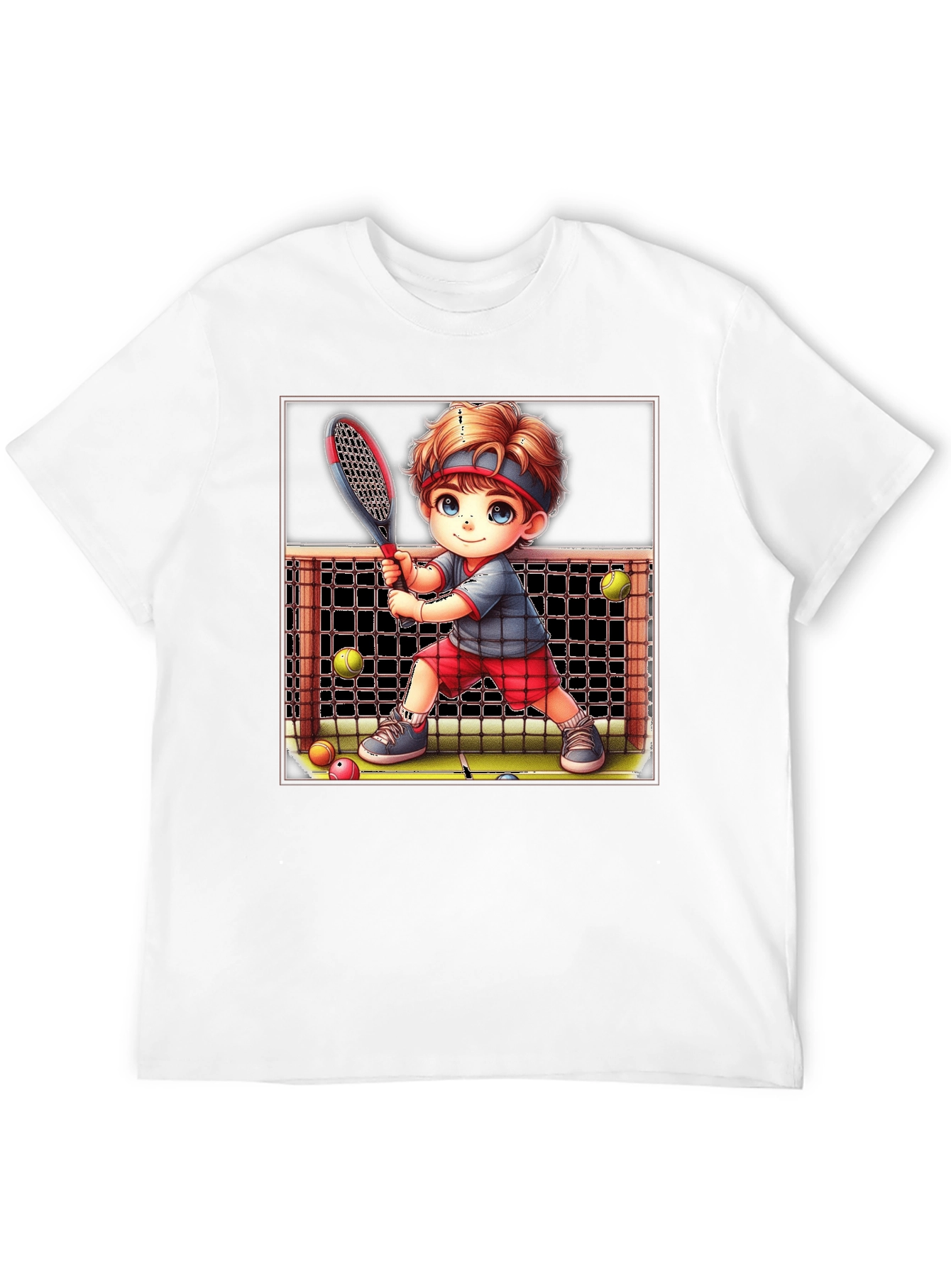 Black Tennis Kid Graphic Tee - Fun Sports T-Shirt view 12