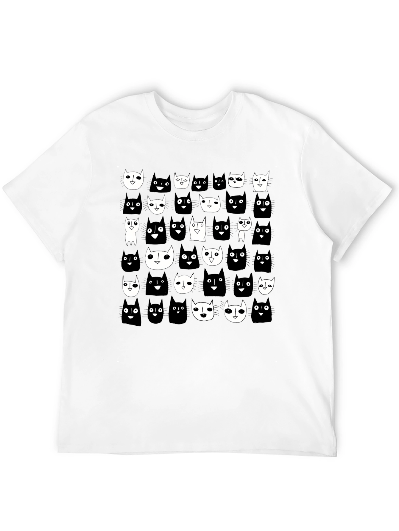 Black Black Cat Pattern T-Shirt view 12