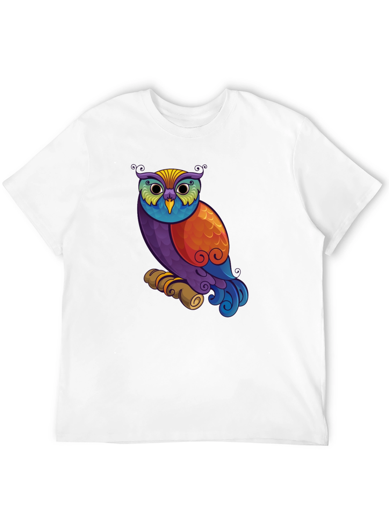 Black Colorful Owl Graphic Print Black T-Shirt view 12