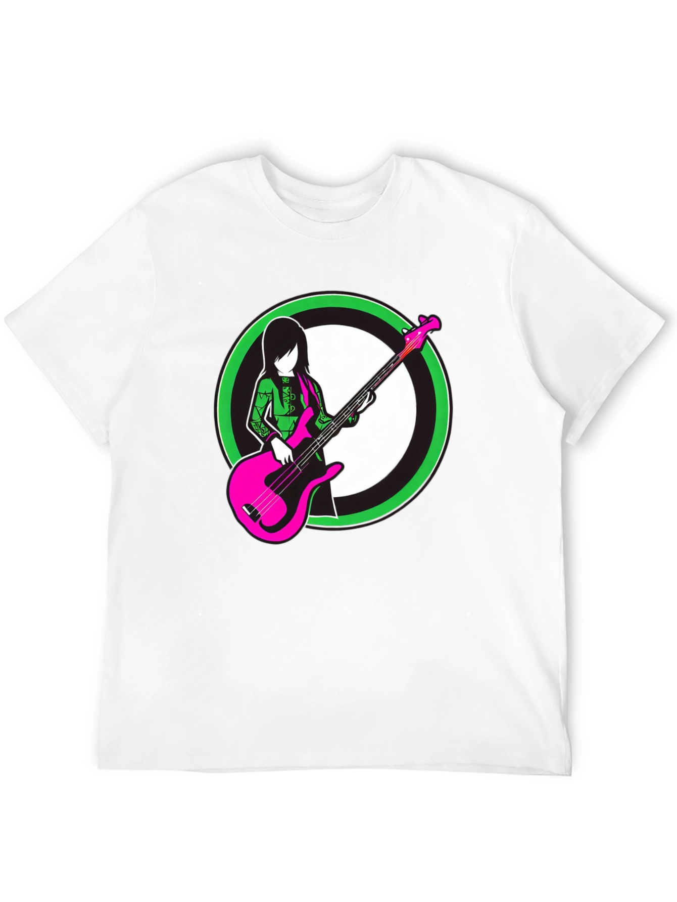 Black Cool Graphic Tee - Girl with Bass Guitar view 12