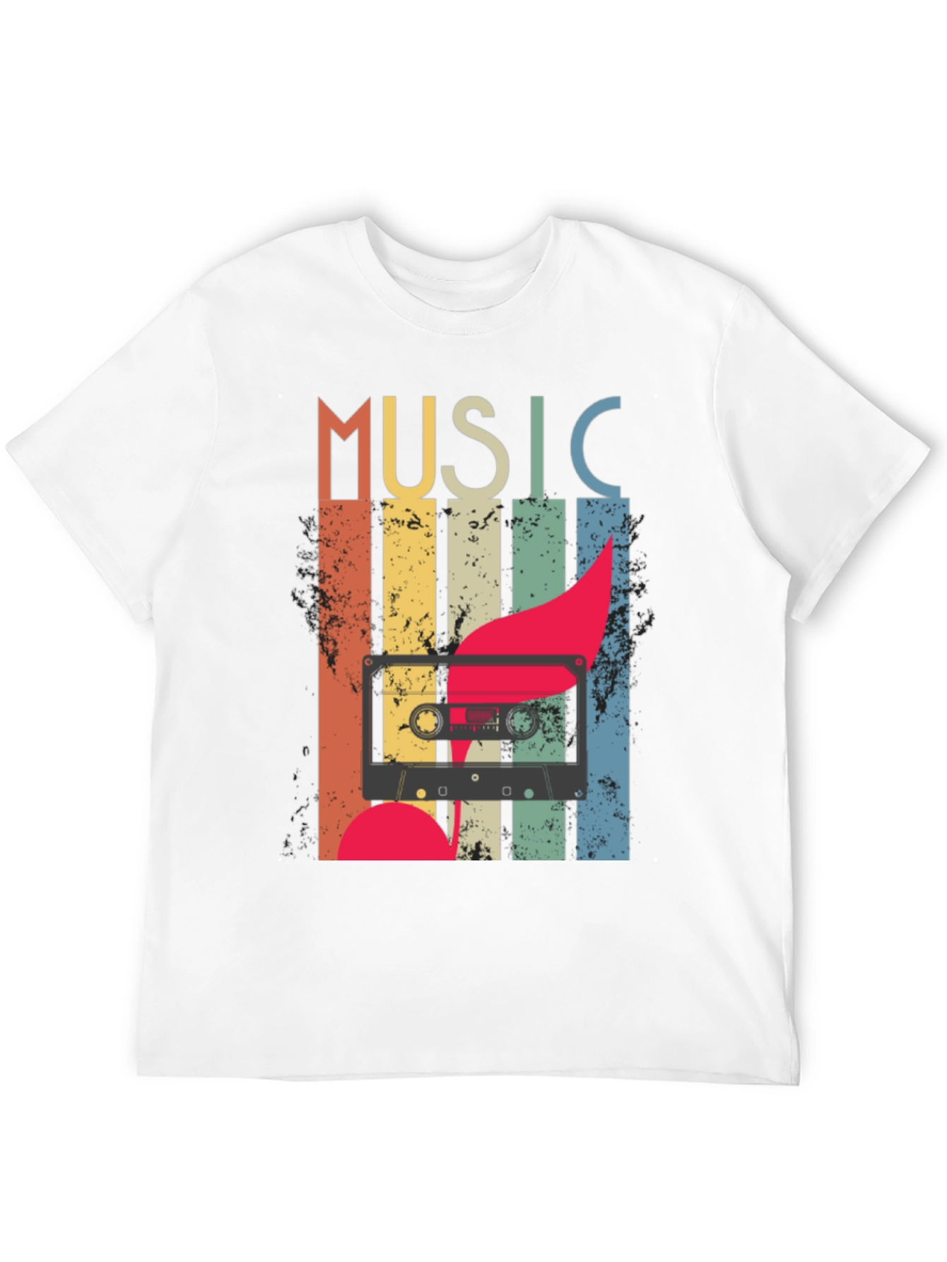 Black Retro Music Cassette T-Shirt - Vintage Style Tee view 12