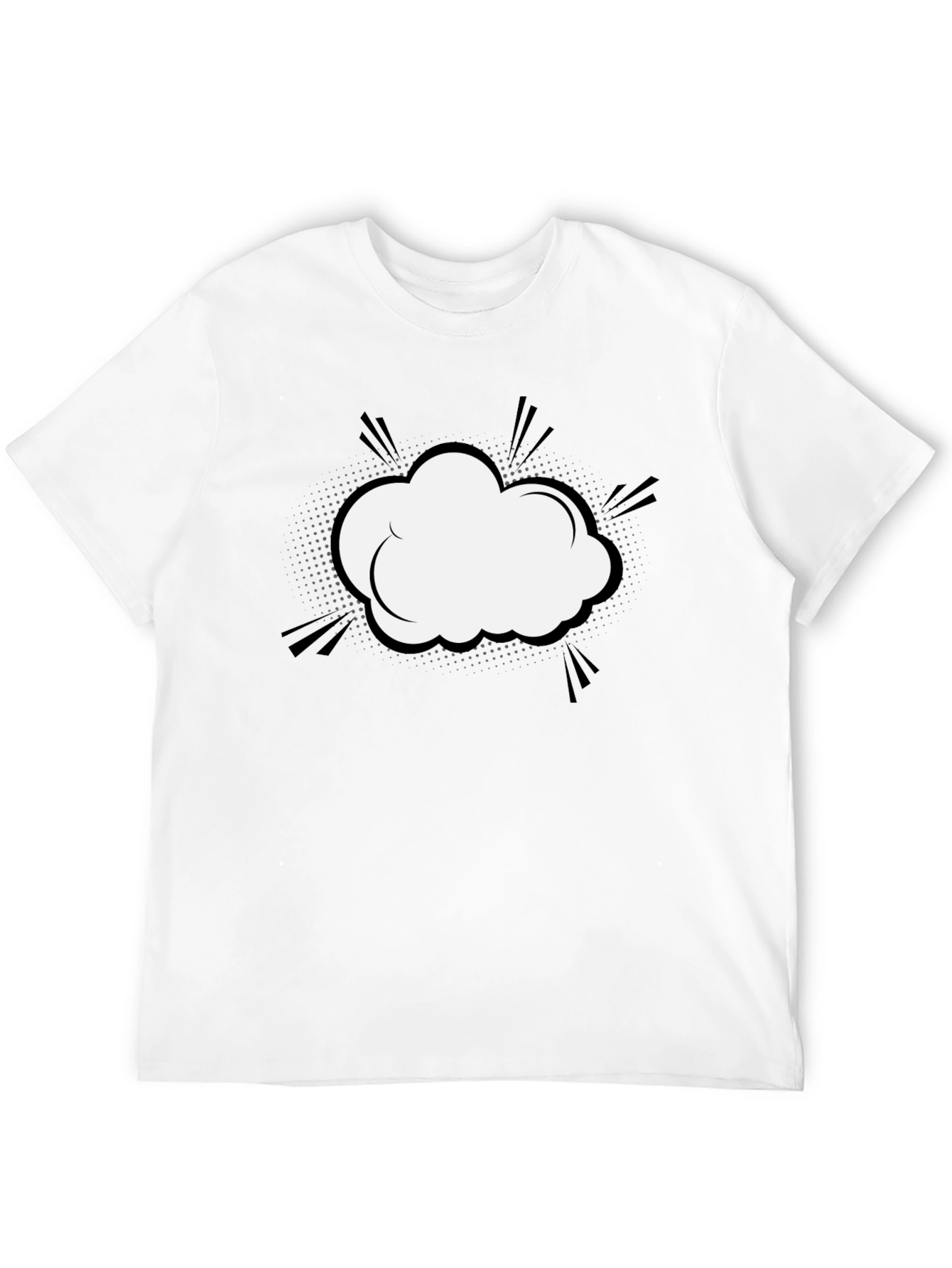 Black Men's Black T-Shirt with Comic Cloud Graphic view 12