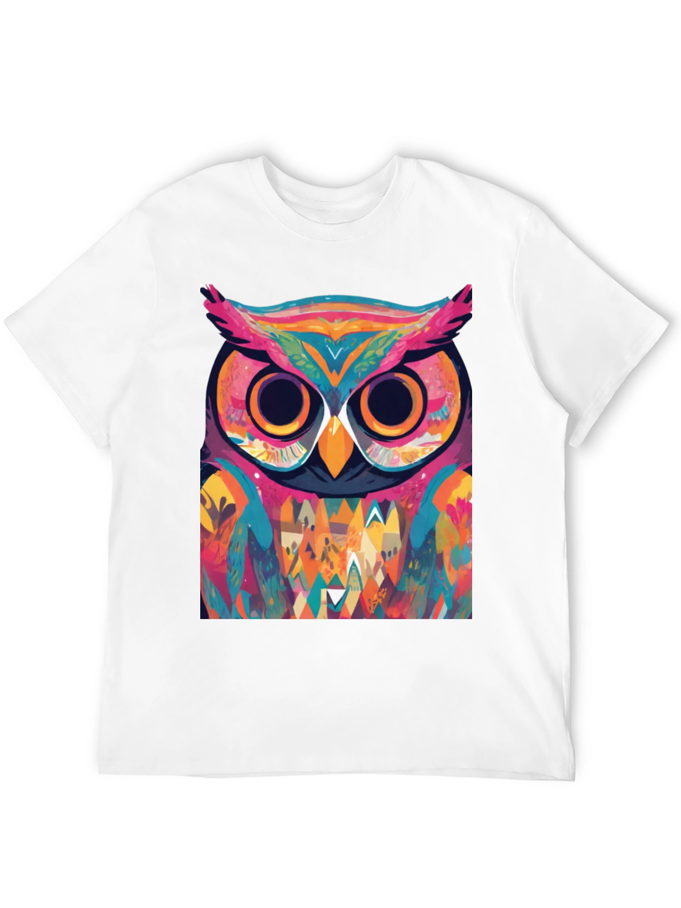 Black Abstract Owl Graphic Tee - Cool Colorful Design view 12