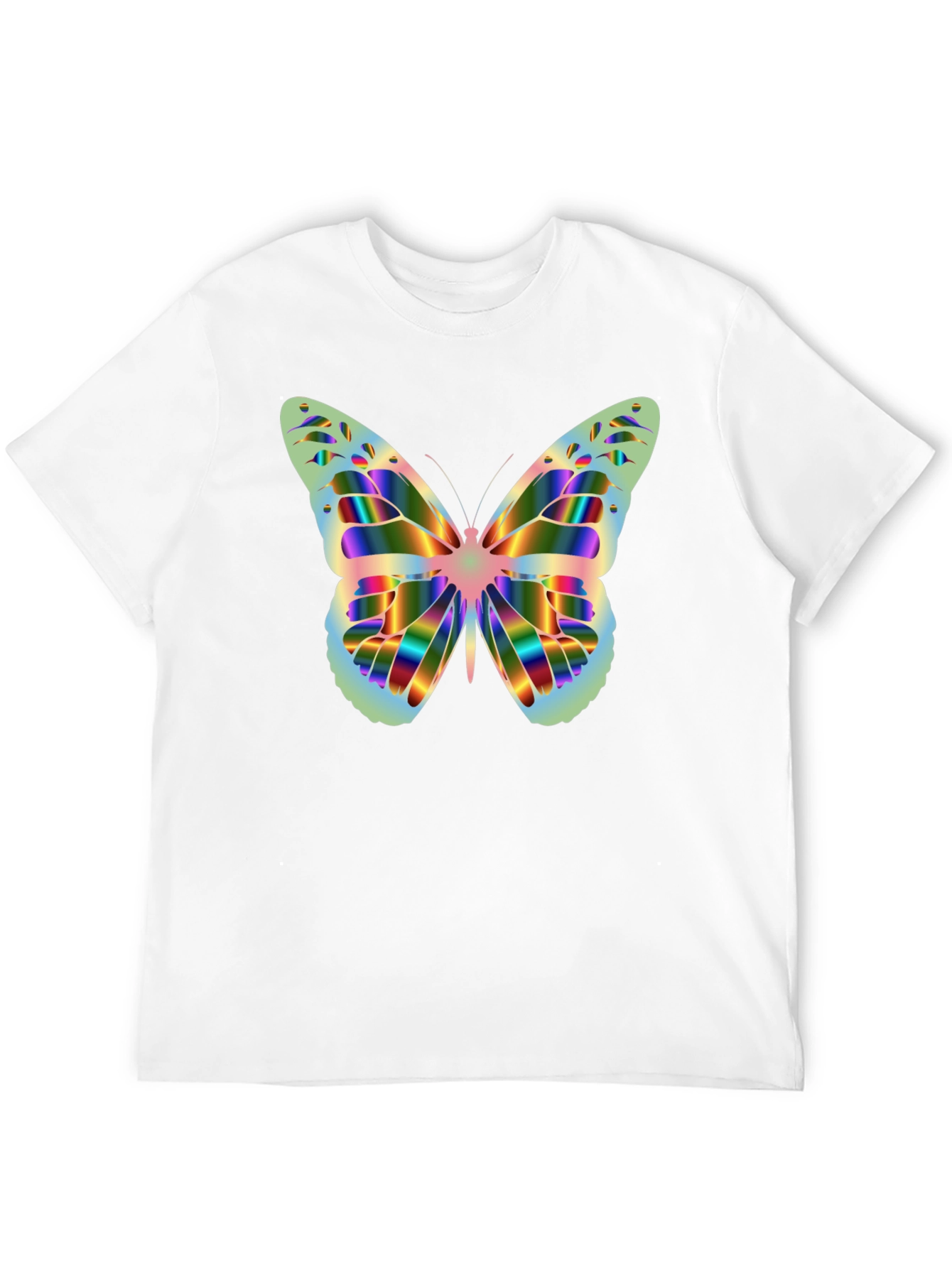 Black Butterfly Graphic Tee - Rainbow Prism Design view 12