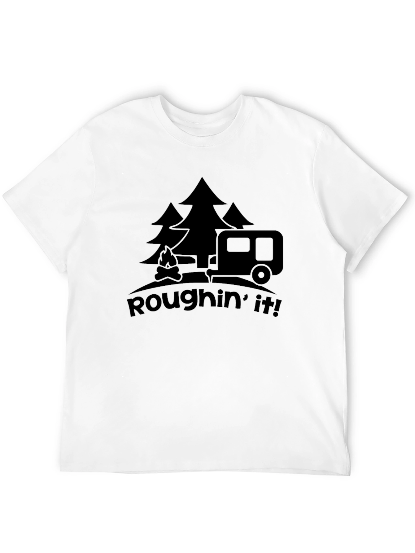 Black Roughin' It Camping T-Shirt - Outdoors Adventure Tee view 12