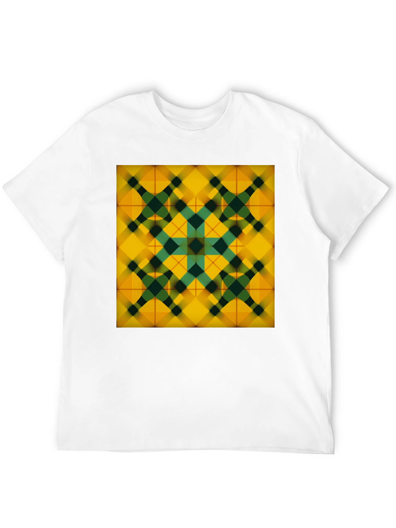 Black Geometric Plaid Tee - Stylish Graphic Print view 12