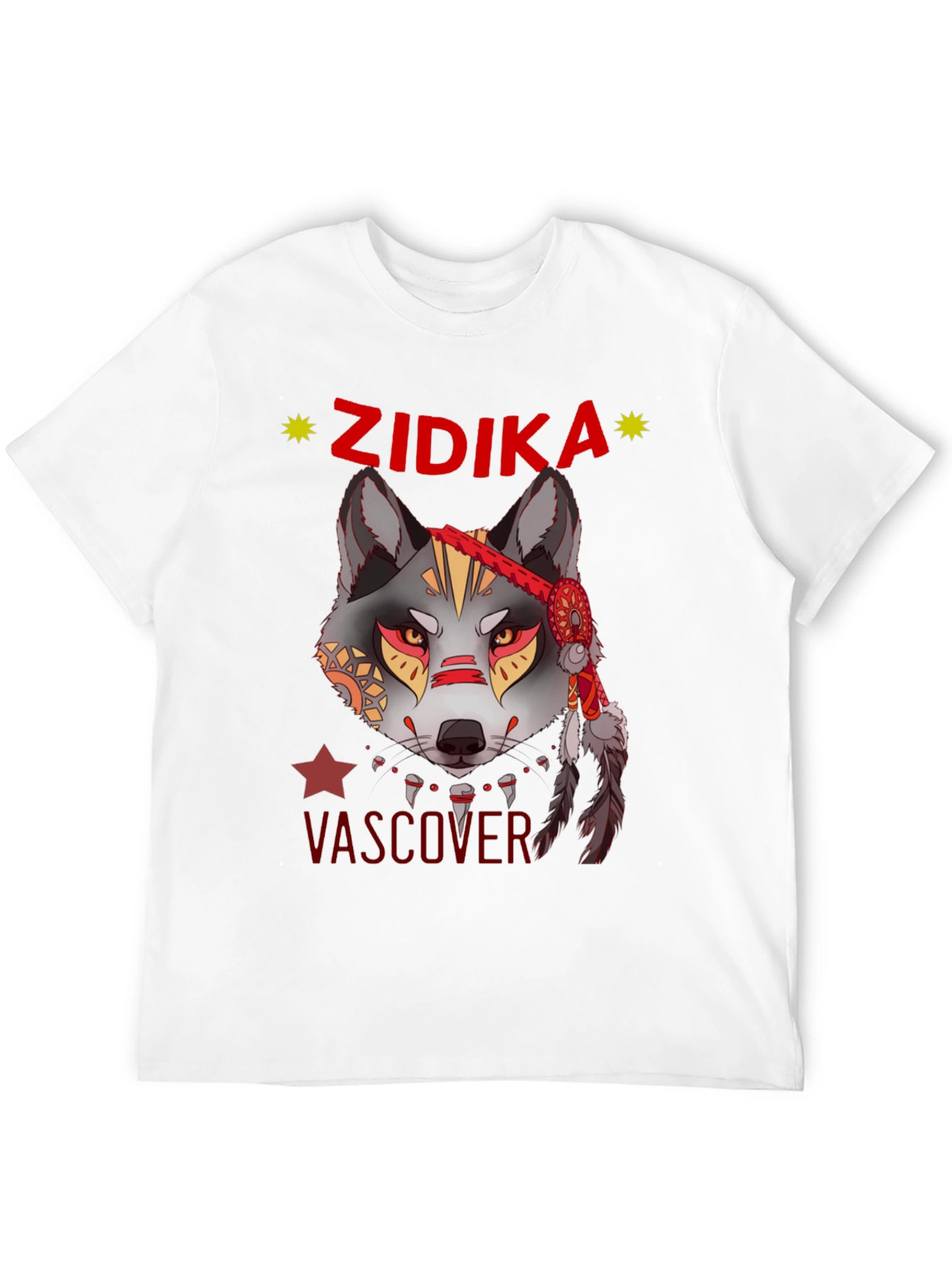 Black Wolf Graphic Print T-Shirt - Zidika Vascover Design view 12