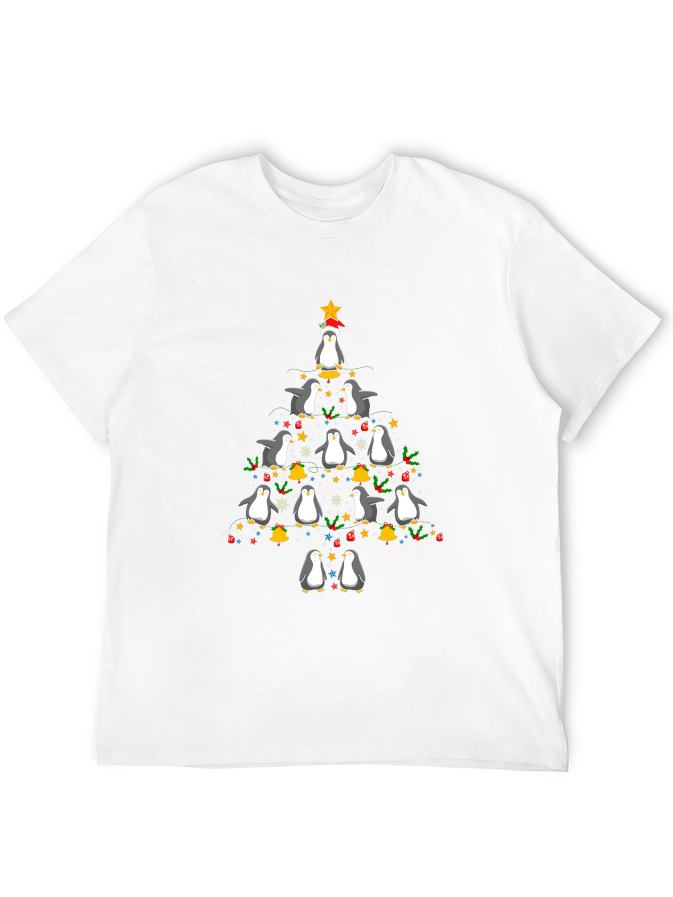 Black Penguin Christmas Tree T-Shirt Holiday Cheer view 12