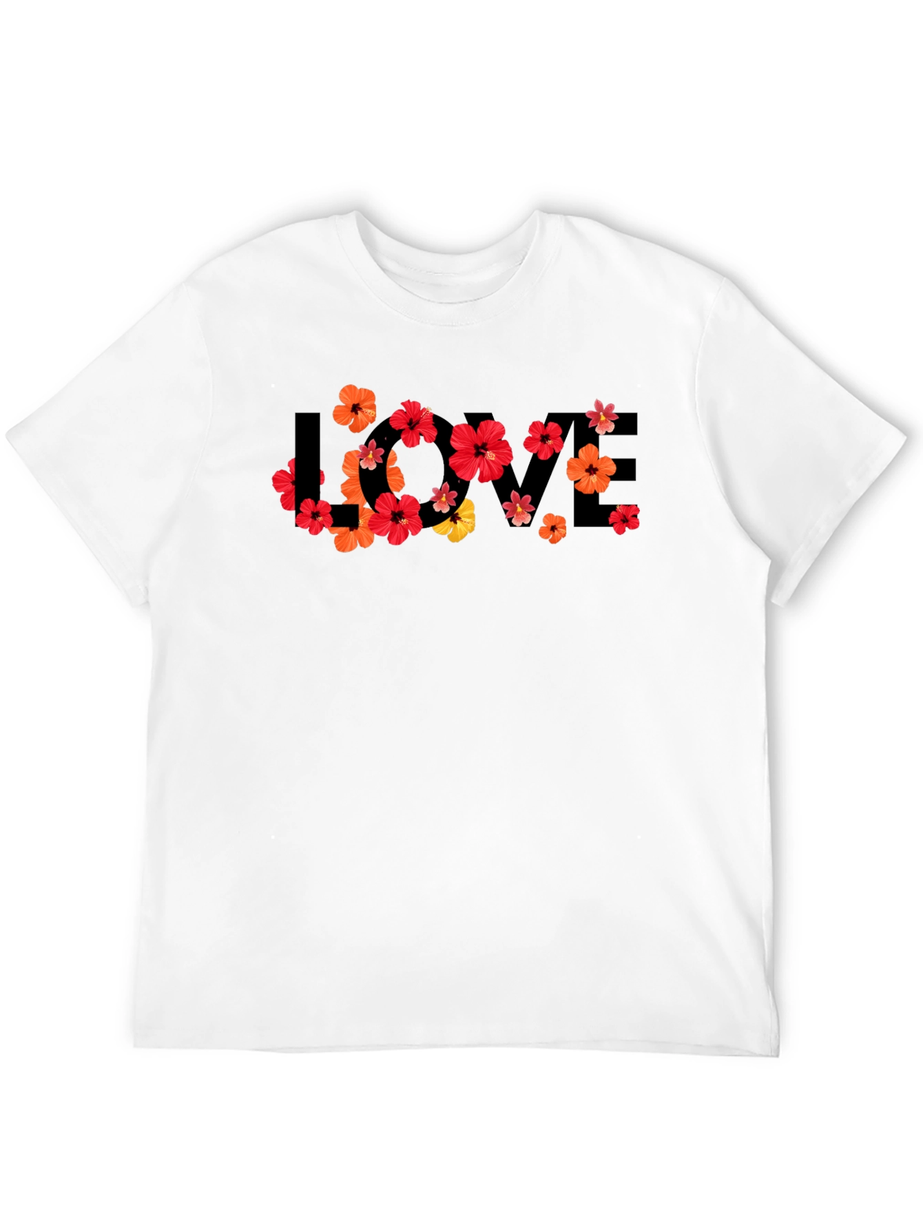 Black Floral LOVE Graphic Tee - Men's Black T-Shirt view 12