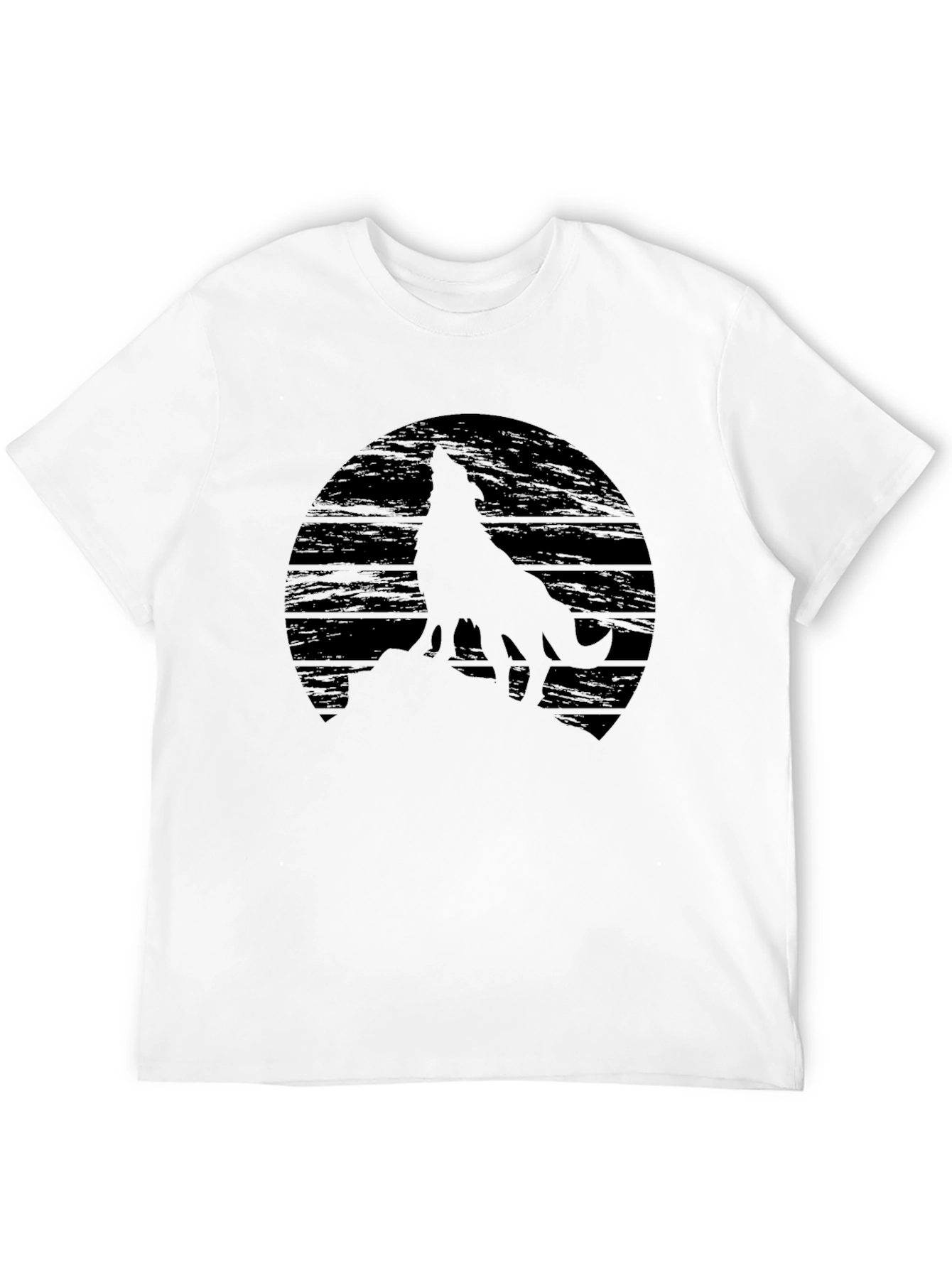 Black Wolf Silhouette Graphic Black T-Shirt view 12