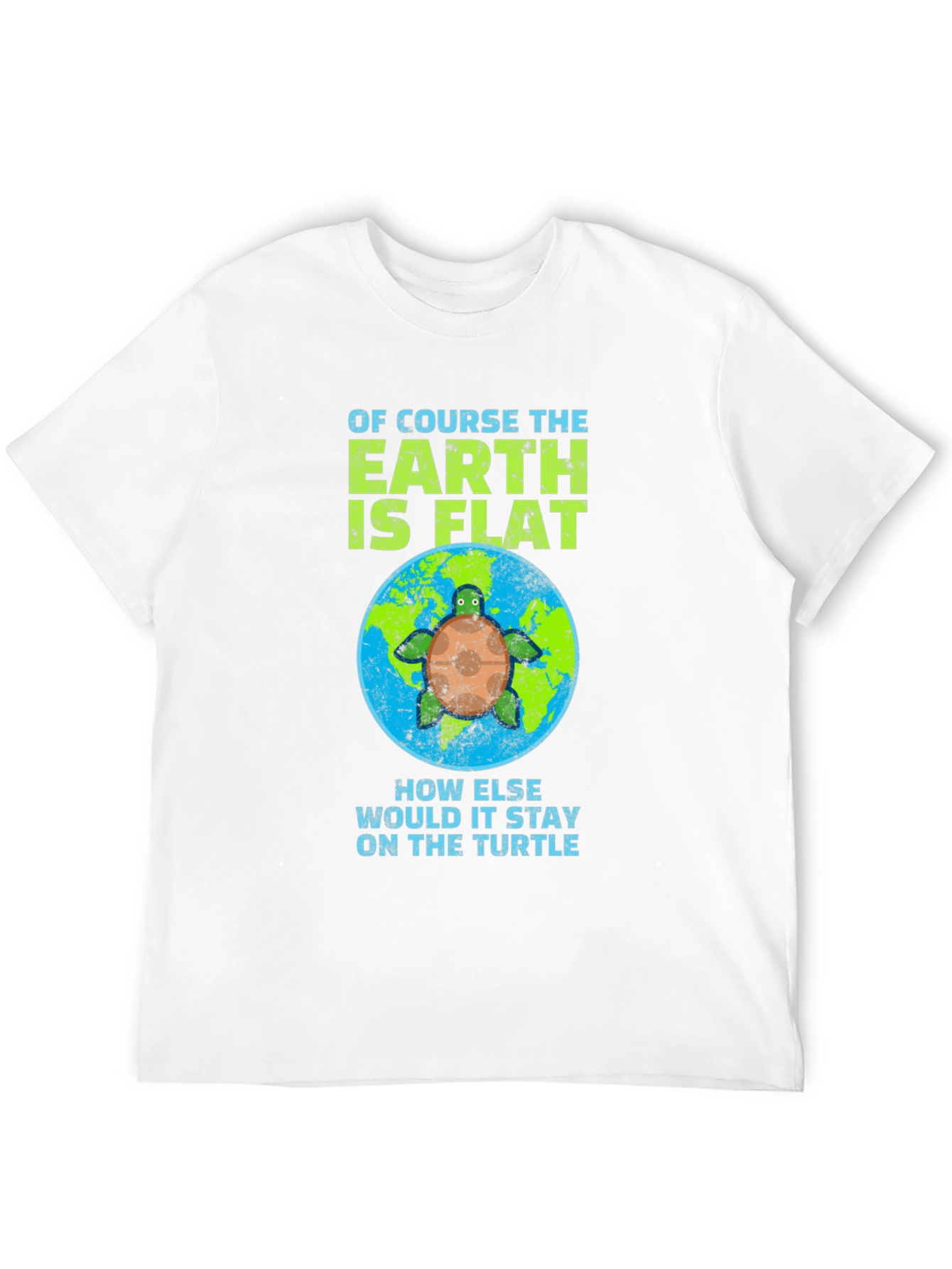 Black Flat Earth Turtle Humor T-Shirt view 12