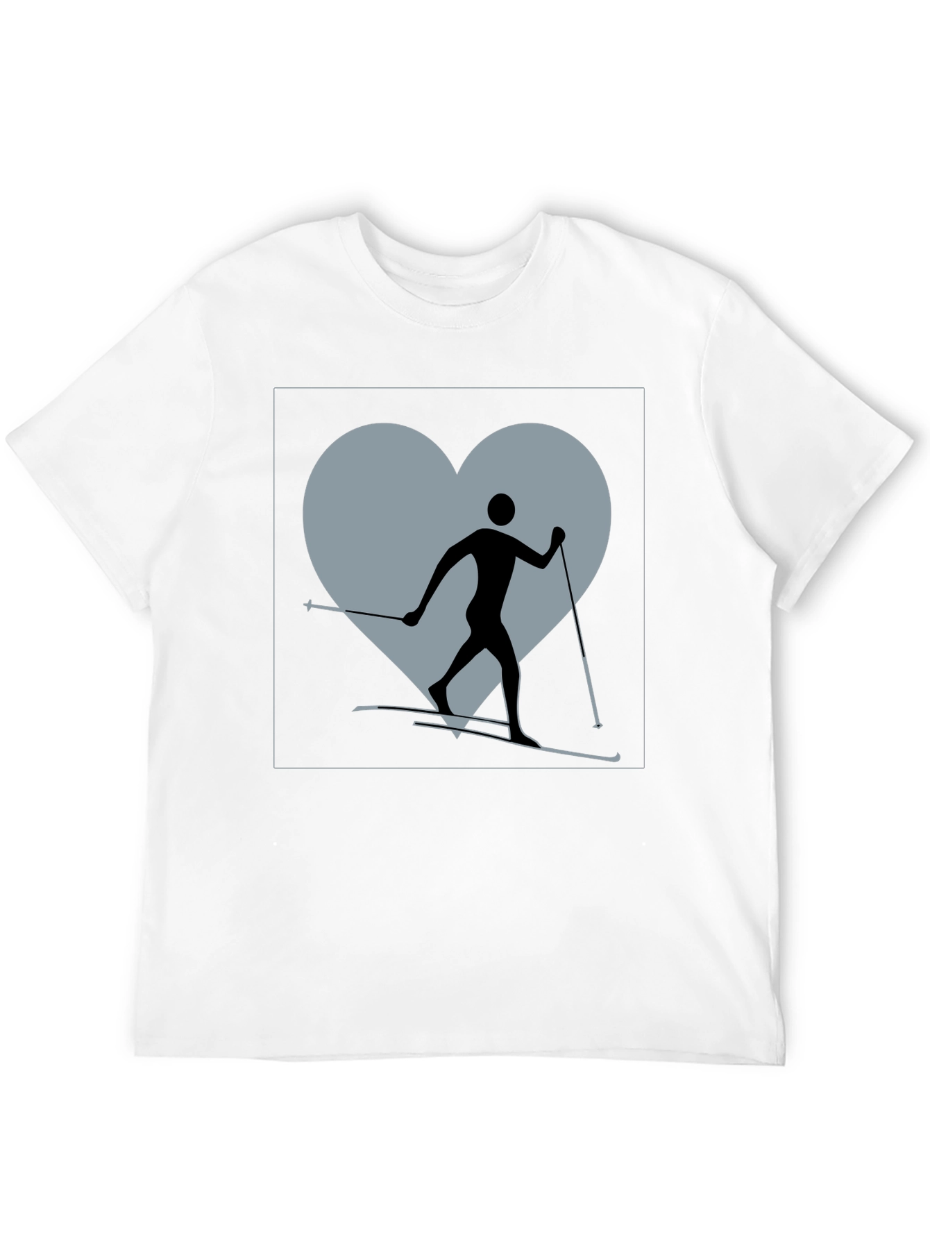 Black Cross Country Skiing Heart T-Shirt view 12