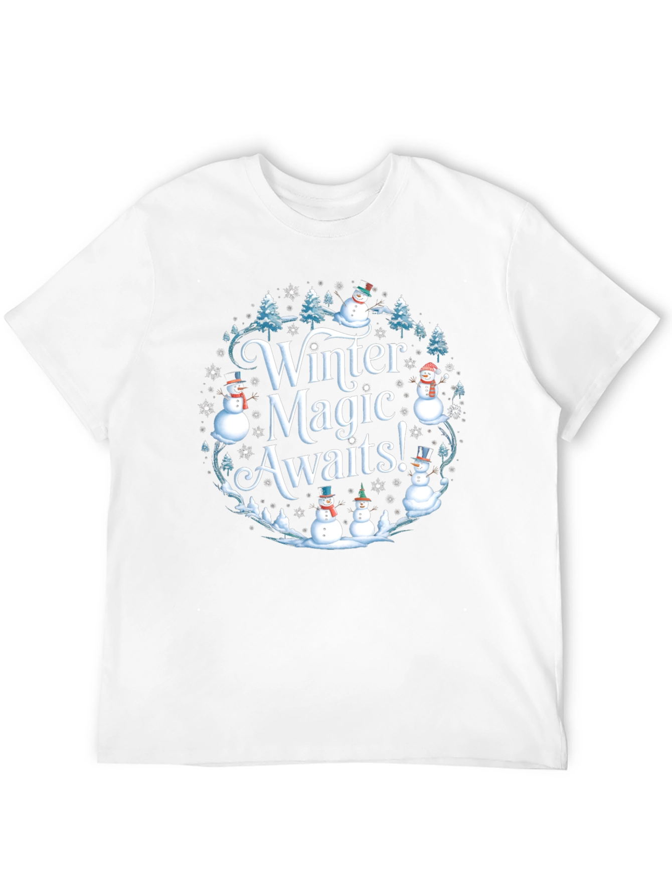 Black Winter Magic Snowman Holiday T-Shirt view 12