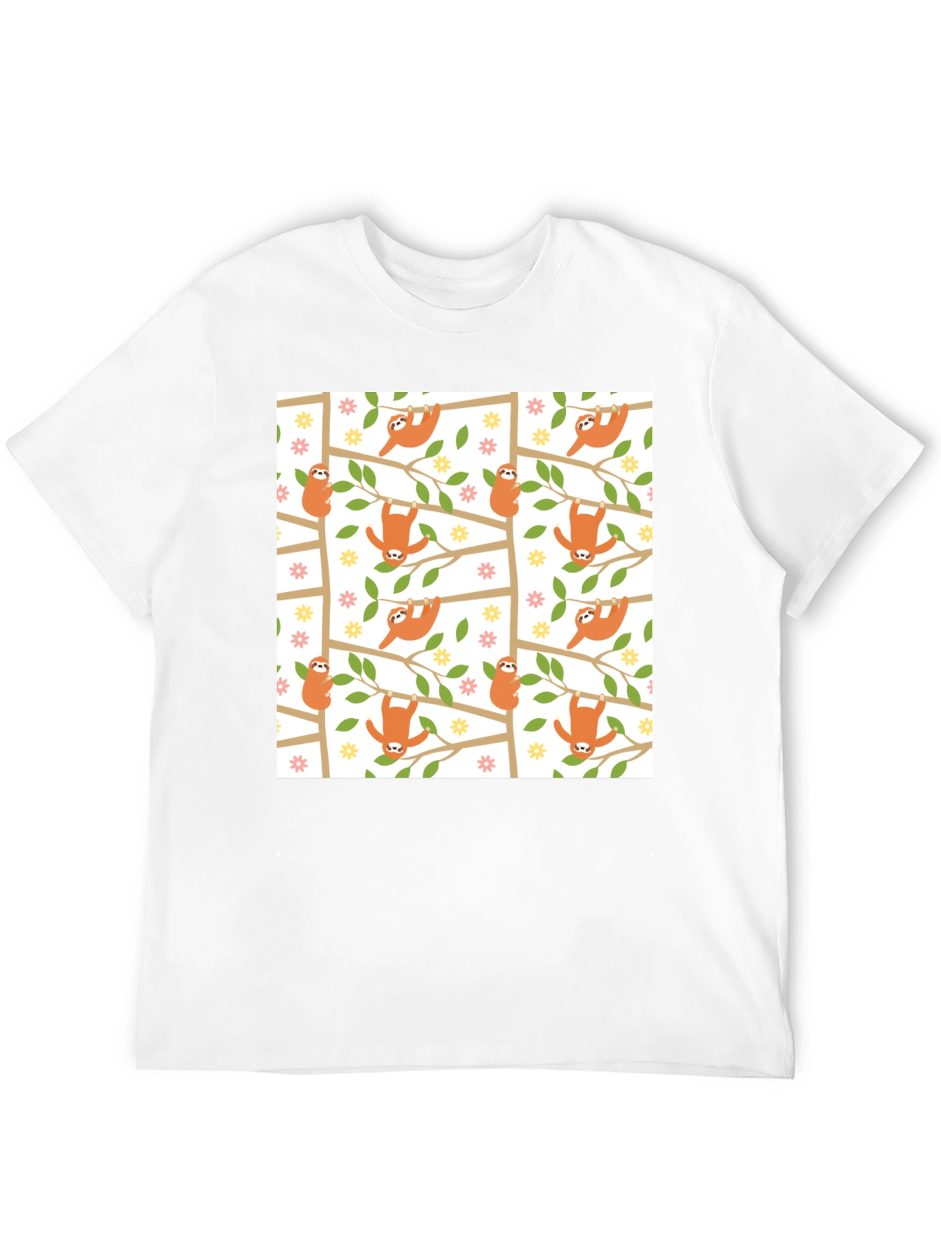 Black Cute Sloth Print Black T-Shirt view 12