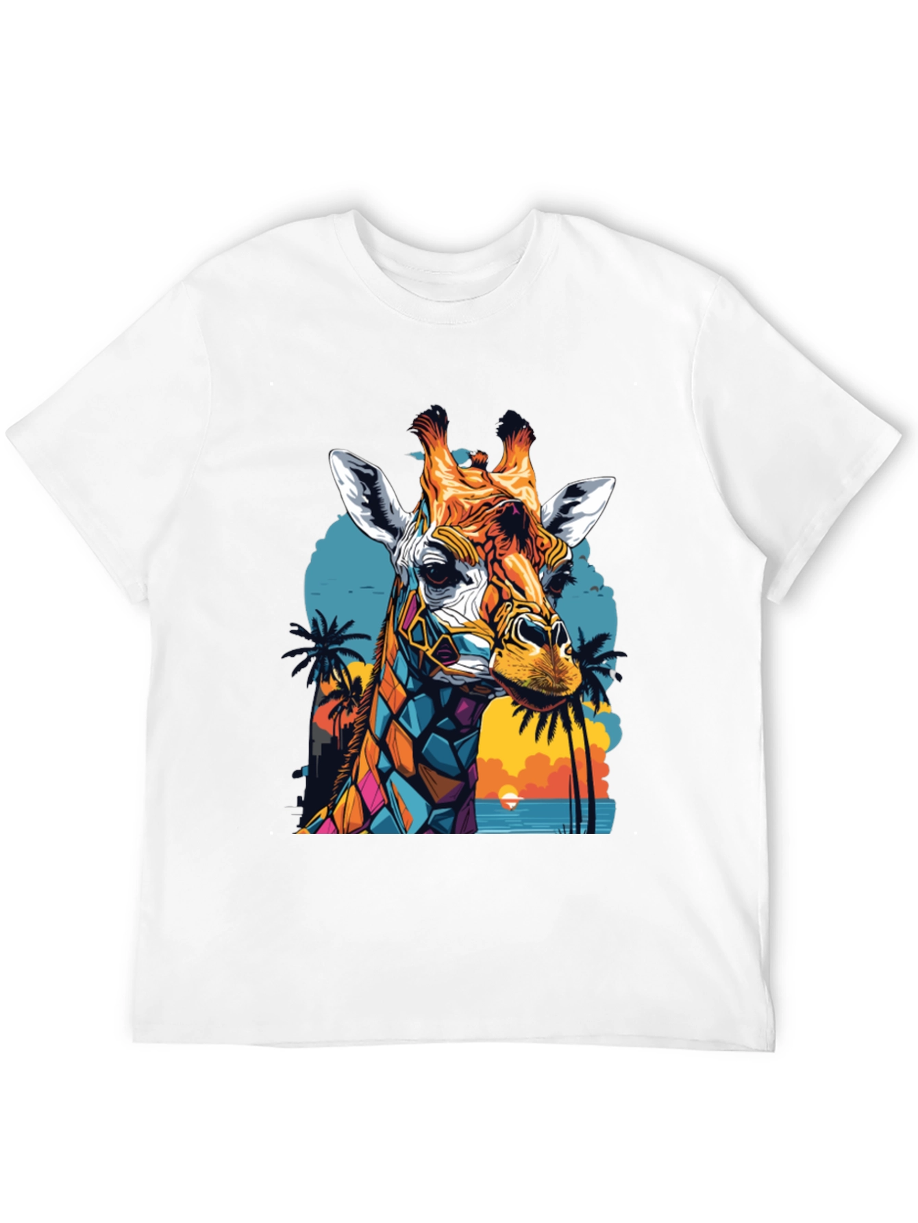 Black Colorful Giraffe Graphic Tee view 12