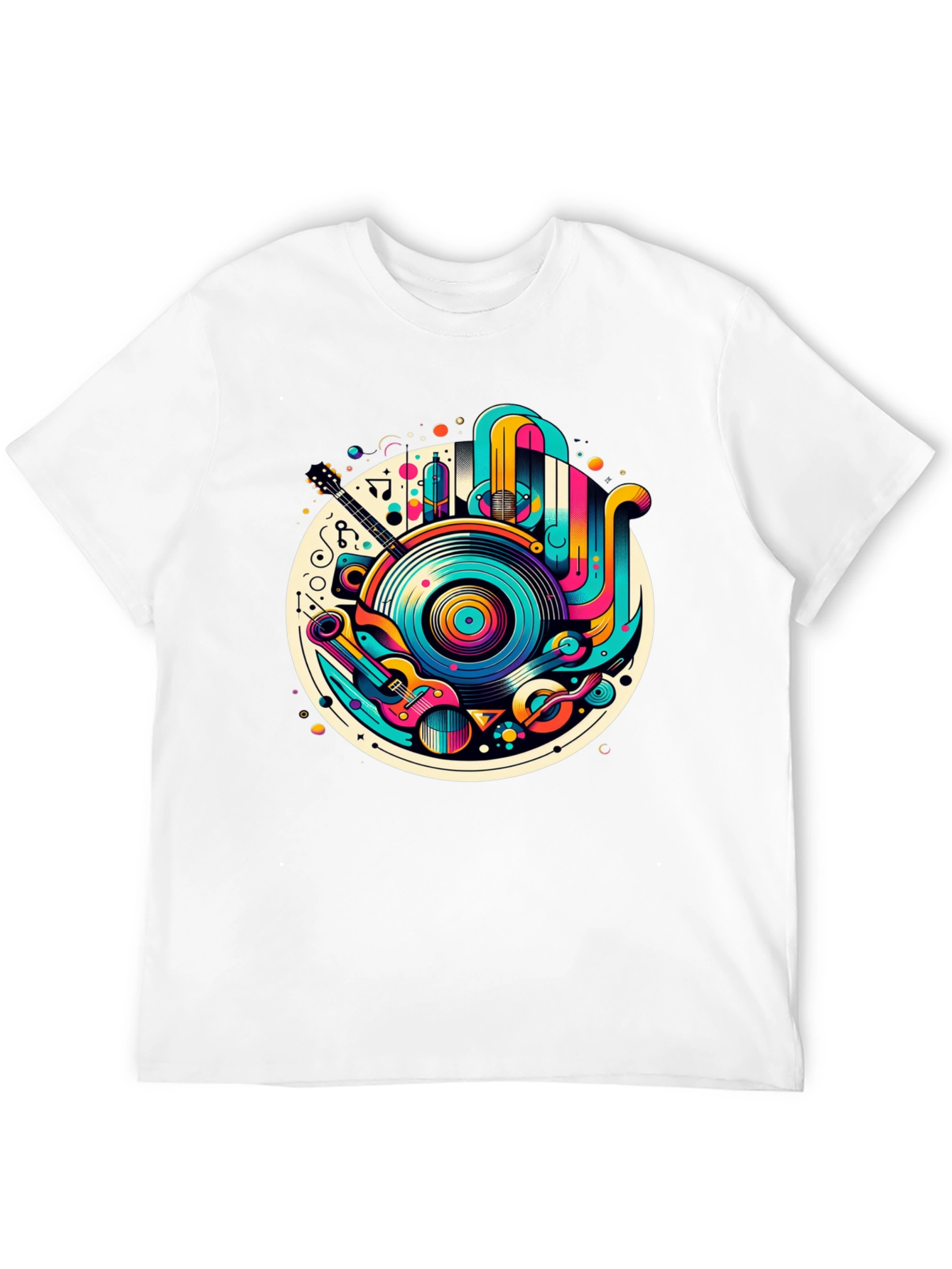 Black Retro Music Graphic T-Shirt - Colorful Vinyl Record Tee view 12
