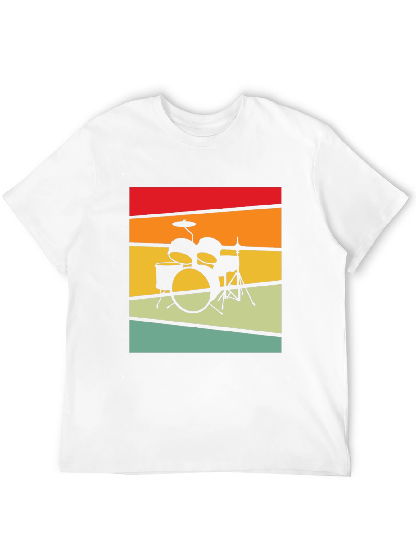 Black Retro Drum Set Graphic T-Shirt - Vintage Style Tee view 12