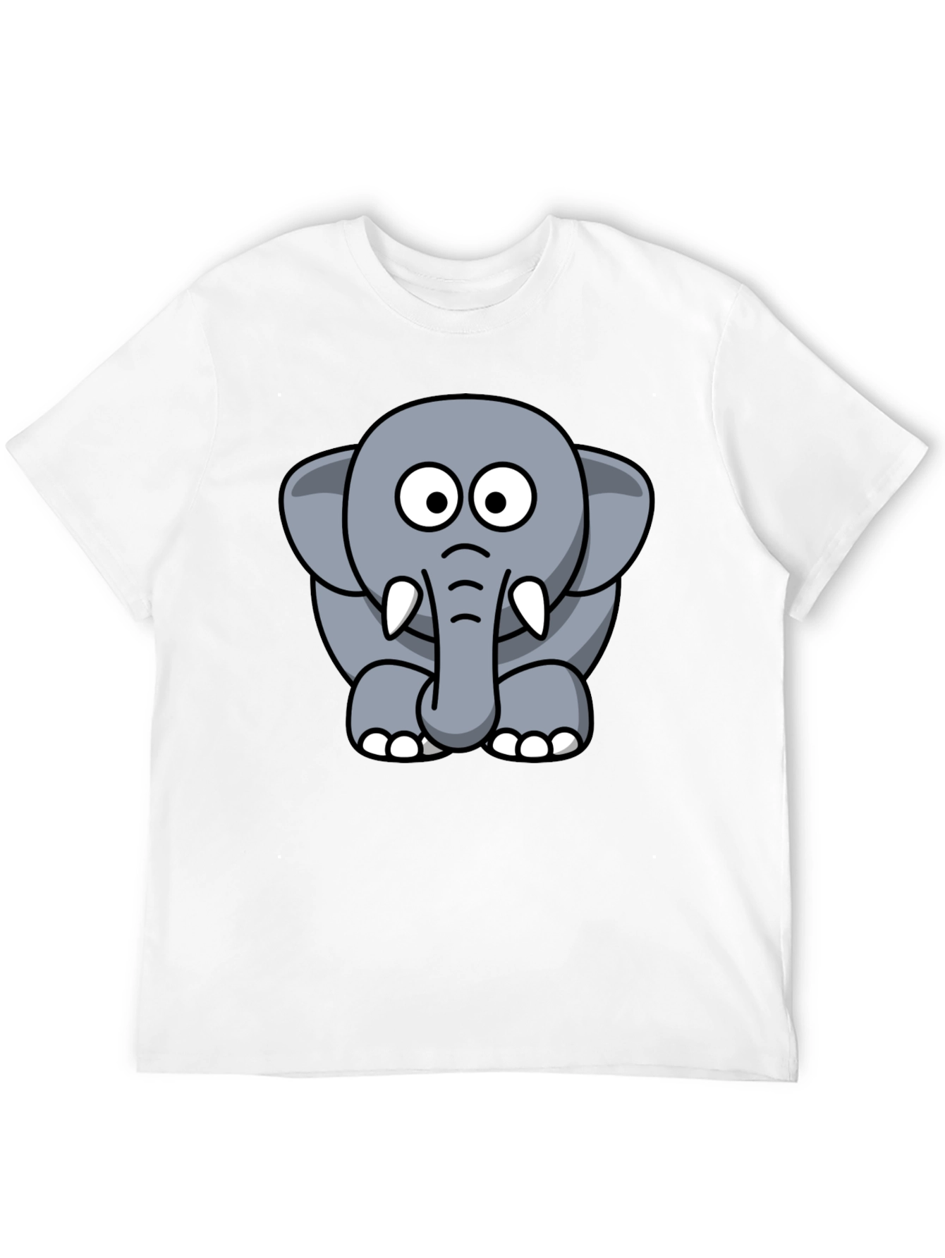 Black Cartoon Elephant Graphic Tee - Black Cotton T-Shirt view 12