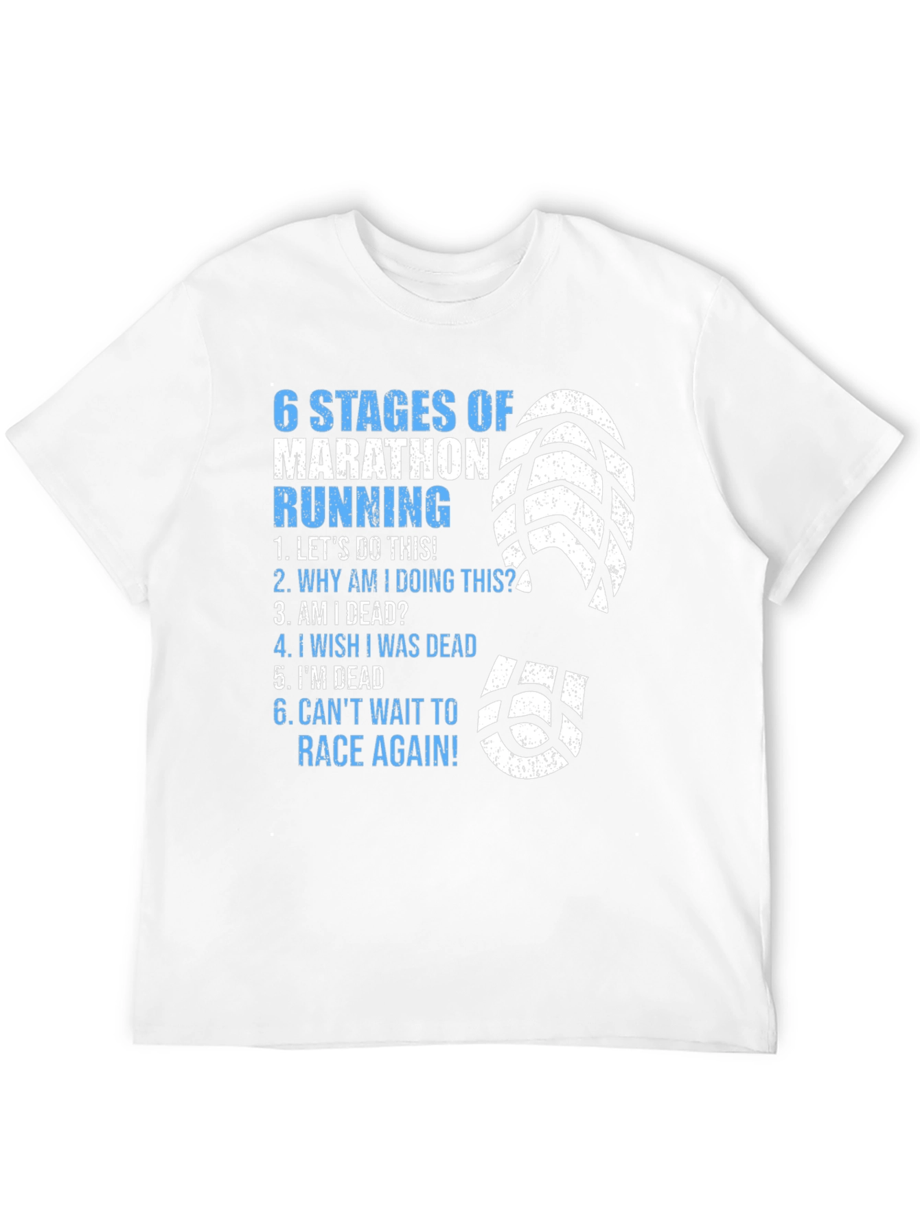 Black 6 Stages of Marathon Running T-Shirt view 12