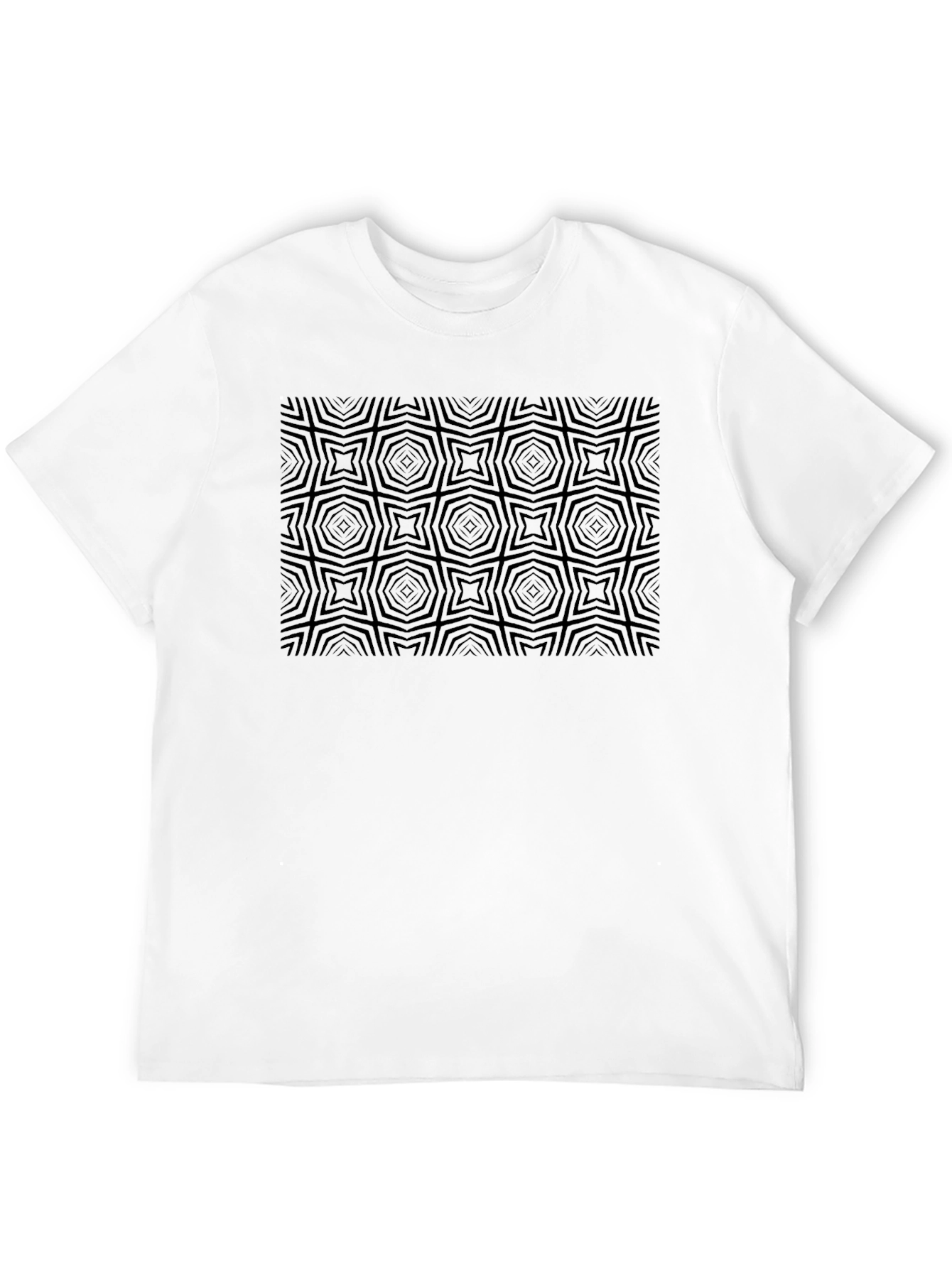 Black Geometric Illusion Tee - Modern Black Graphic T-Shirt view 12