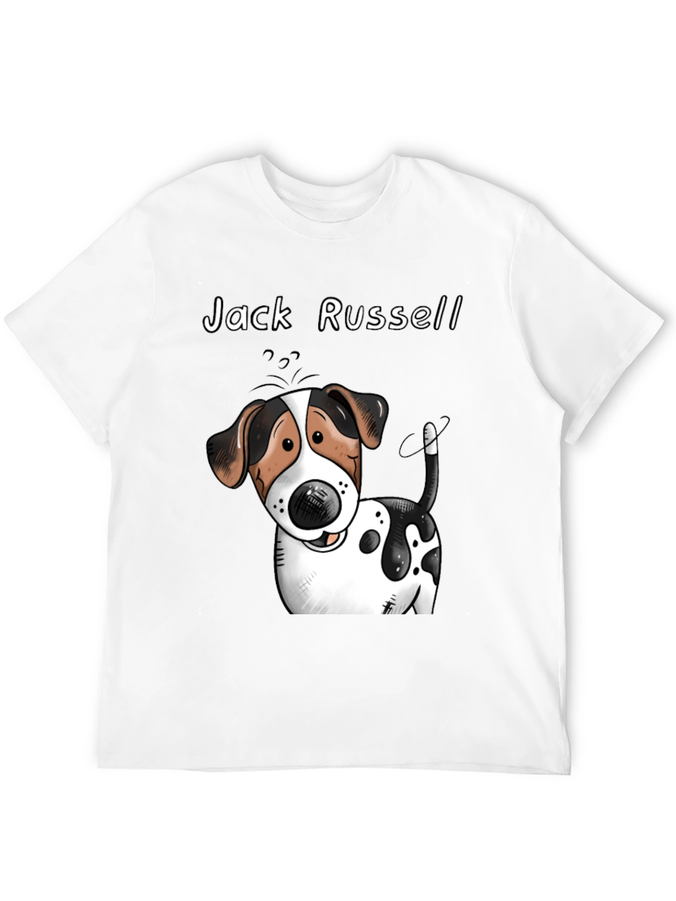 Black Jack Russell Dog Cartoon Graphic T-Shirt view 12