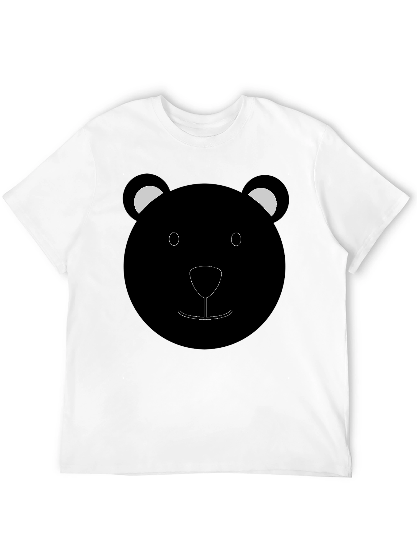 Black Cute Bear Face Graphic T-Shirt - Black view 12