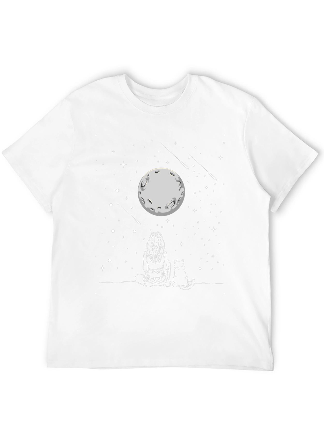 Black Moon Gazing Cat T-Shirt -  Unisex Tee view 12