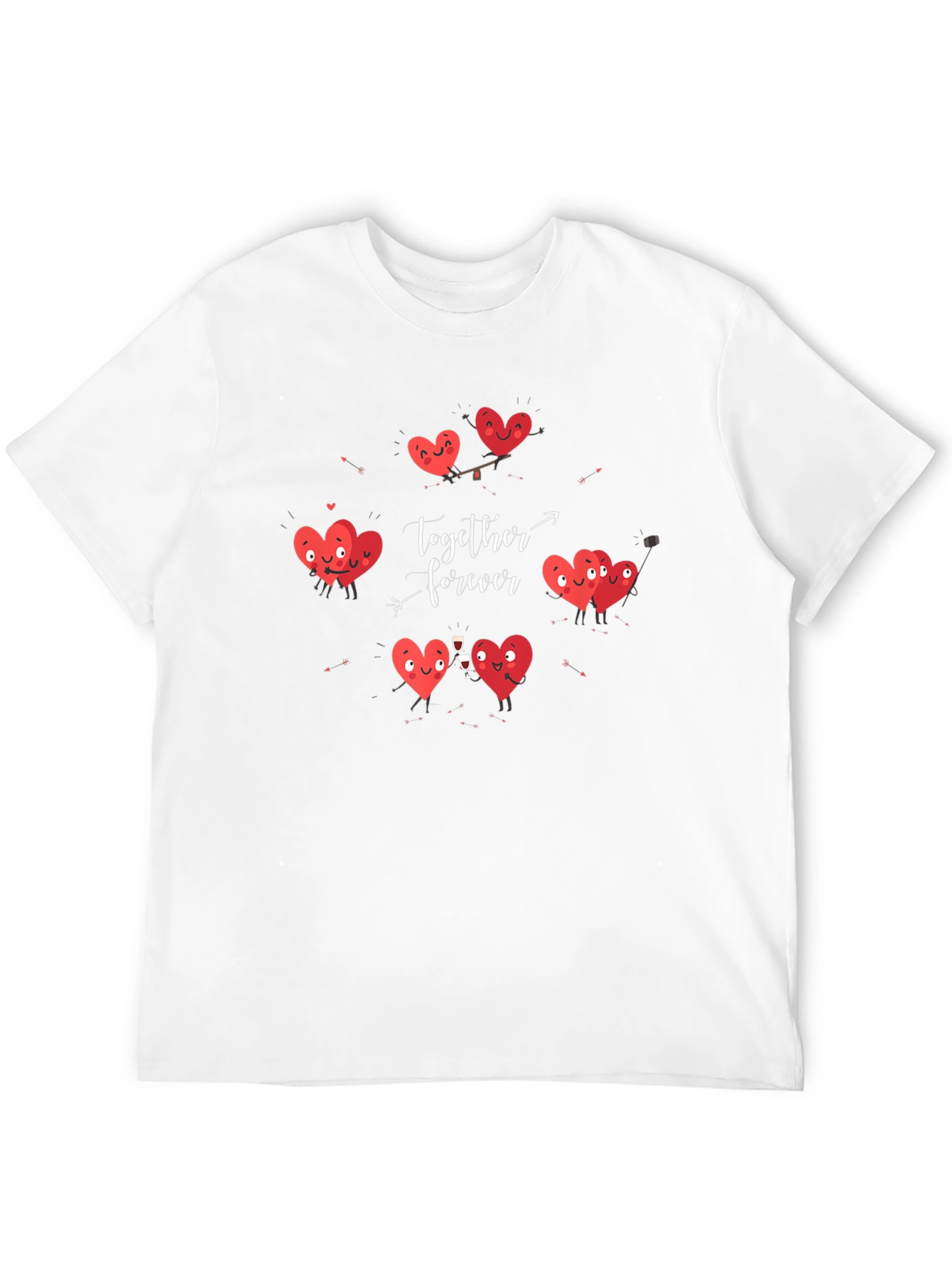 Black Hearts Together Forever Valentine's Day T-Shirt view 12