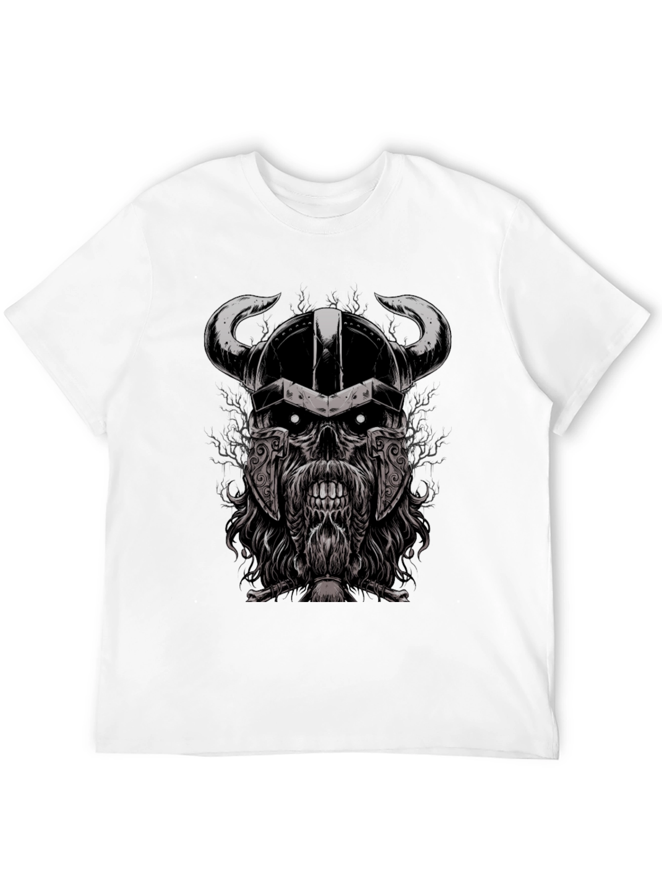 Black Viking Skull Graphic Black T-Shirt view 12
