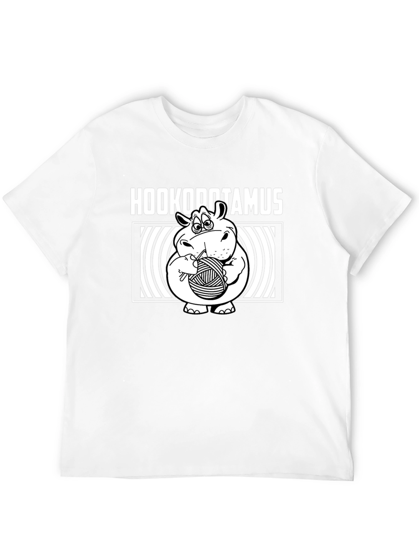 Black Hookopotamus T-Shirt: Funny Crochet Hippo Tee view 12