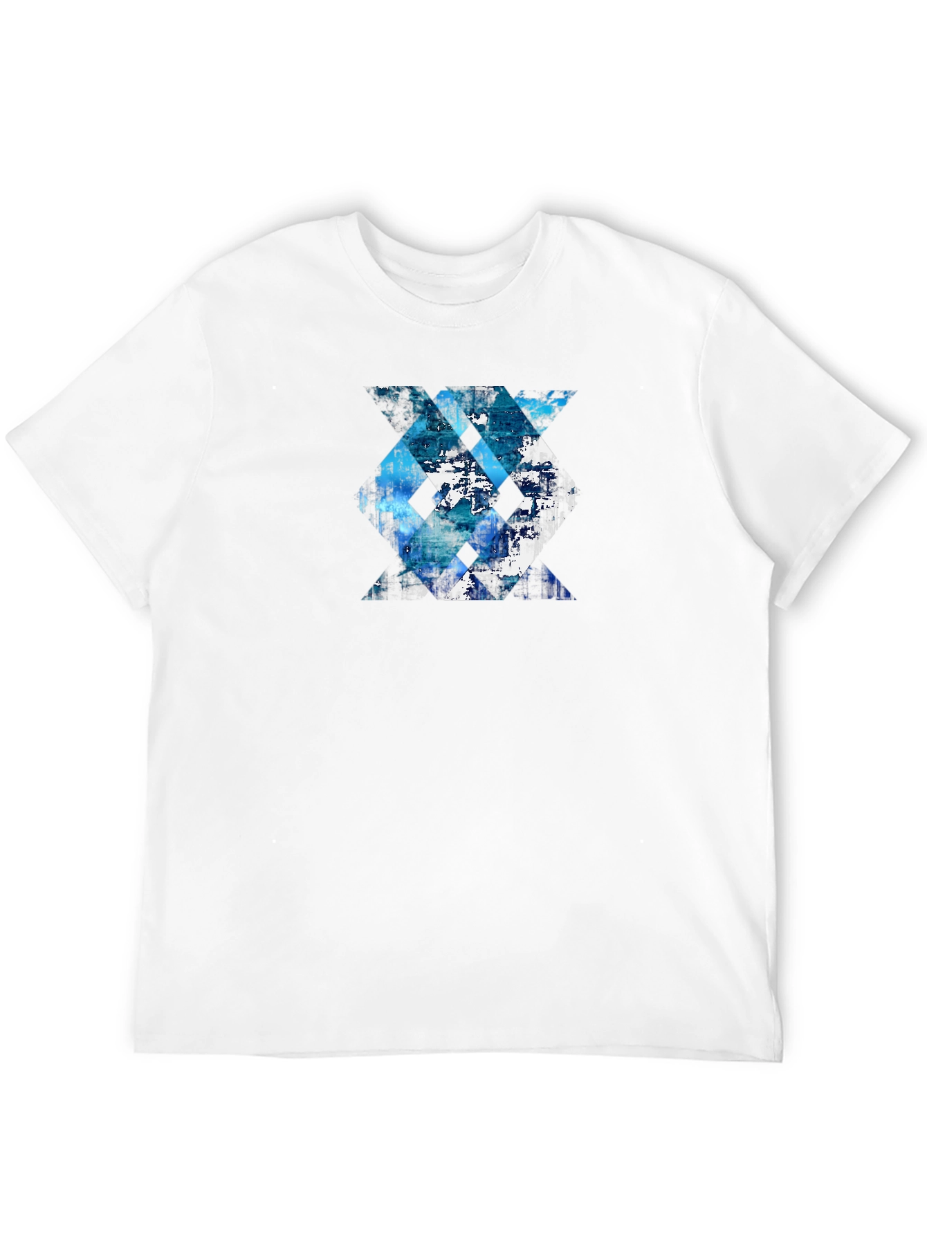 Black Abstract Geometric Tee - Blue Design view 12