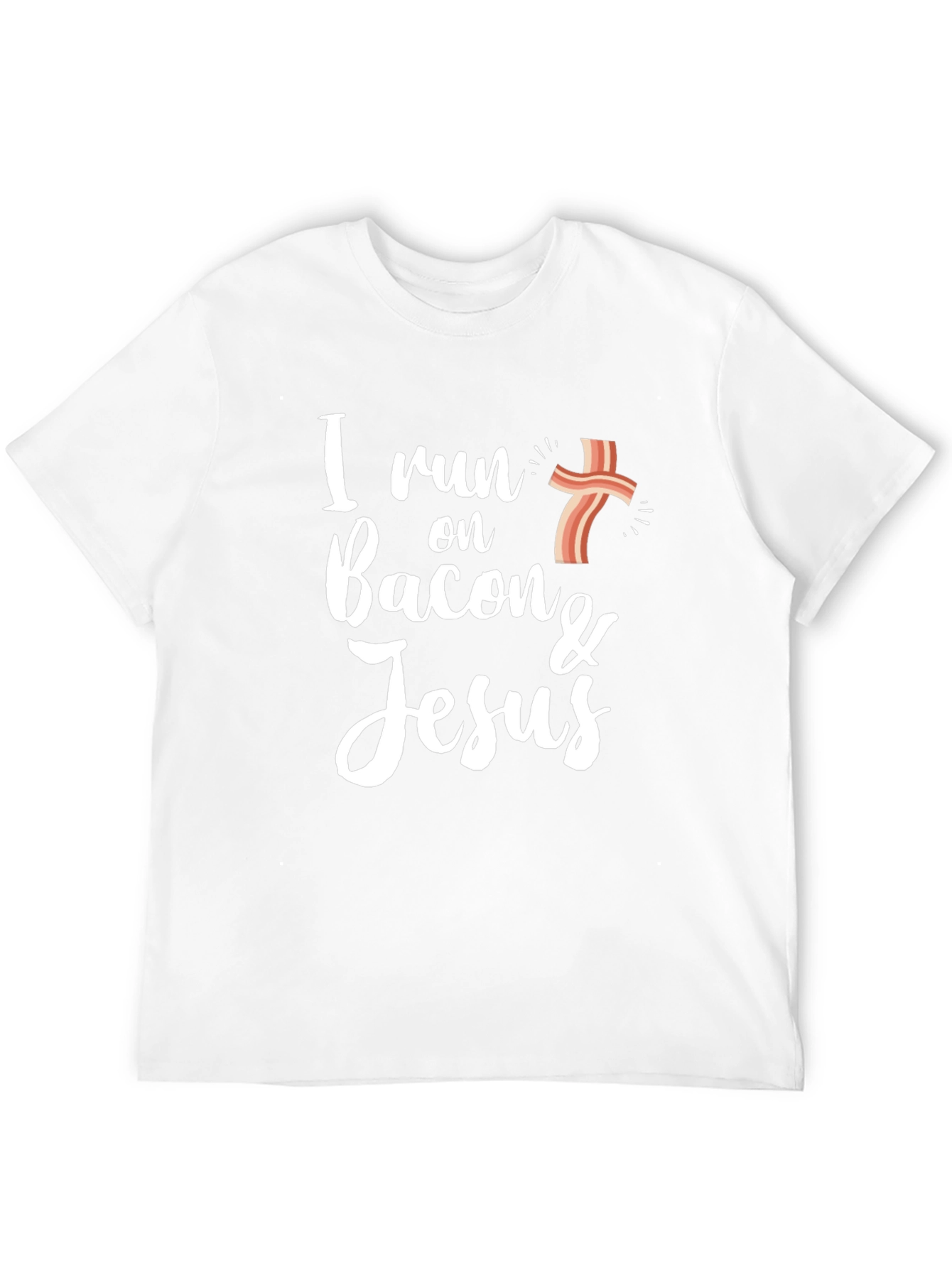 Black I Run on Bacon & Jesus Black Graphic T-Shirt view 12