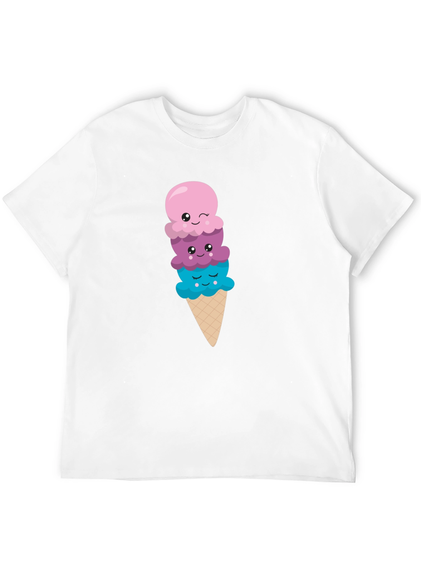 Black Cute Ice Cream Cone Graphic Tee - Black T-Shirt view 12