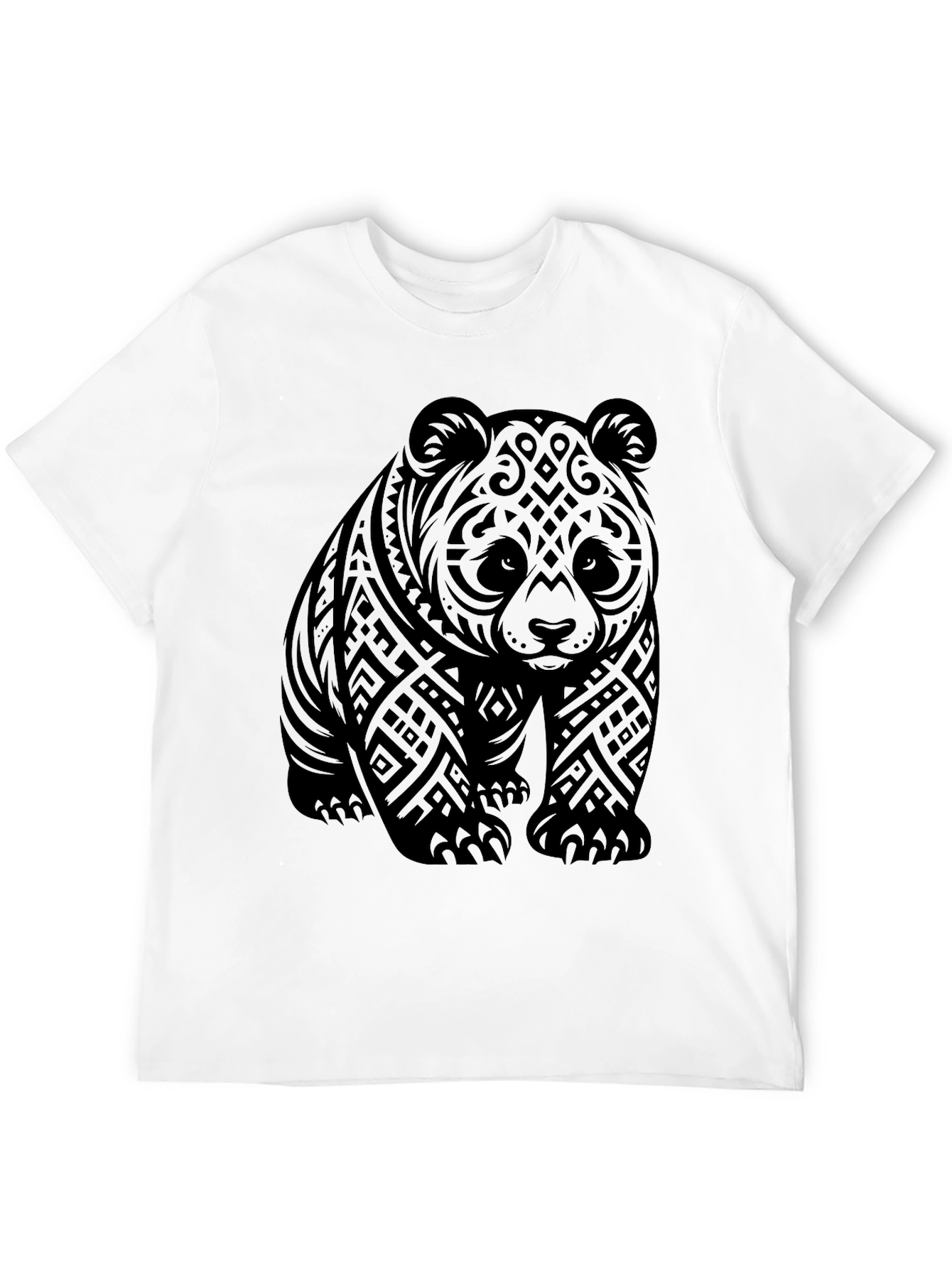 Black Tribal Panda Graphic Tee - Men's Black T-Shirt view 12