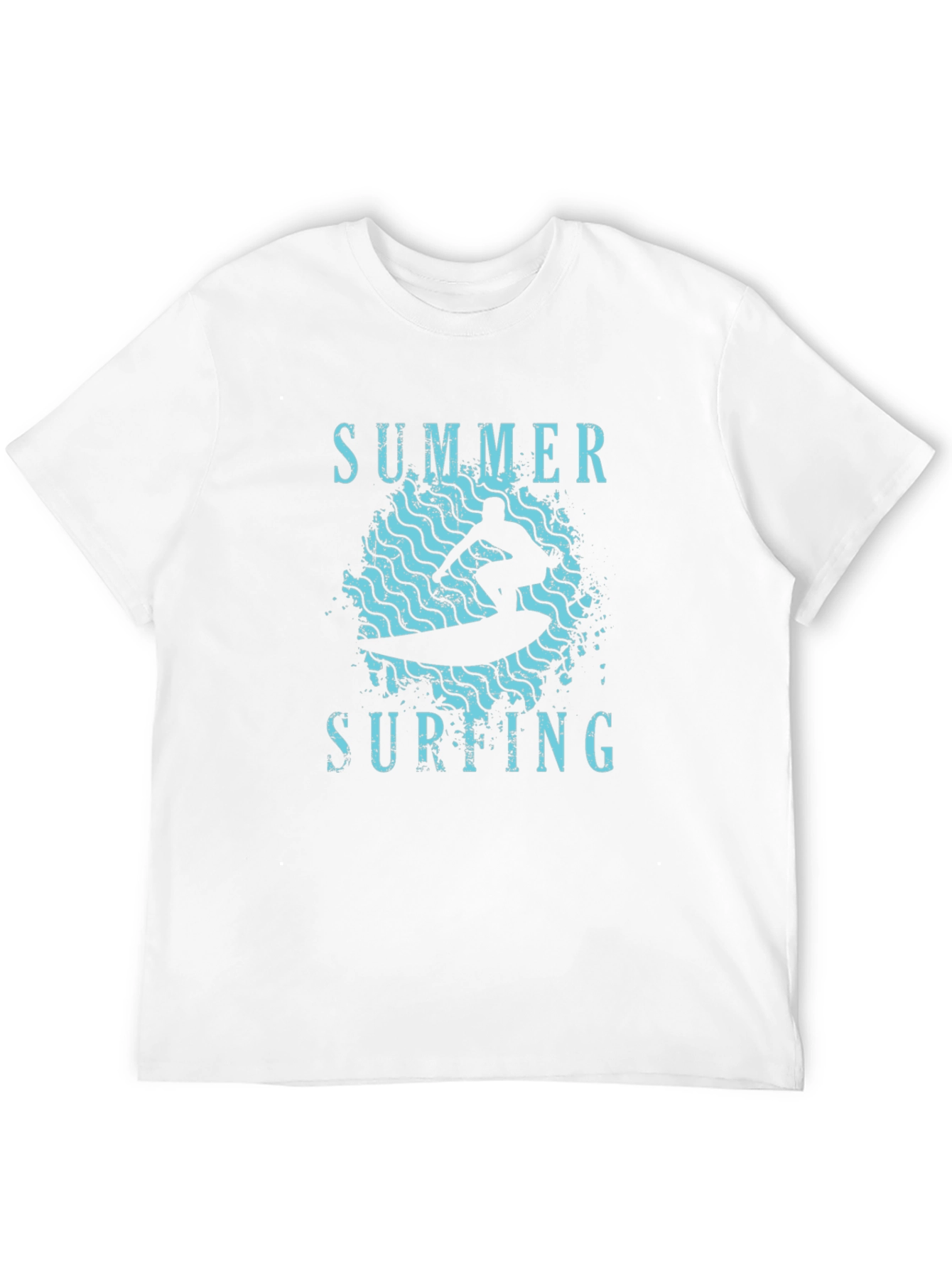 Black Summer Surfing Graphic Tee - Black Cotton T-Shirt view 12
