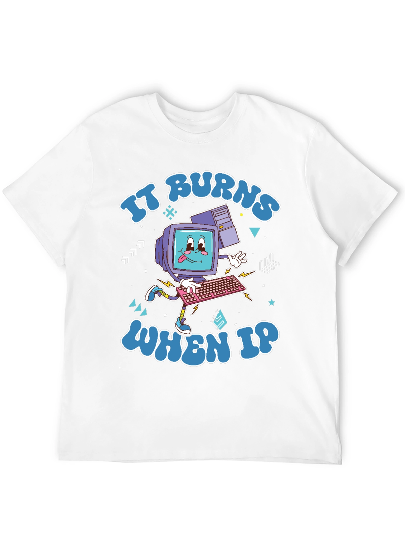 Black It Burns When IP Retro Computer Graphic Tee view 12