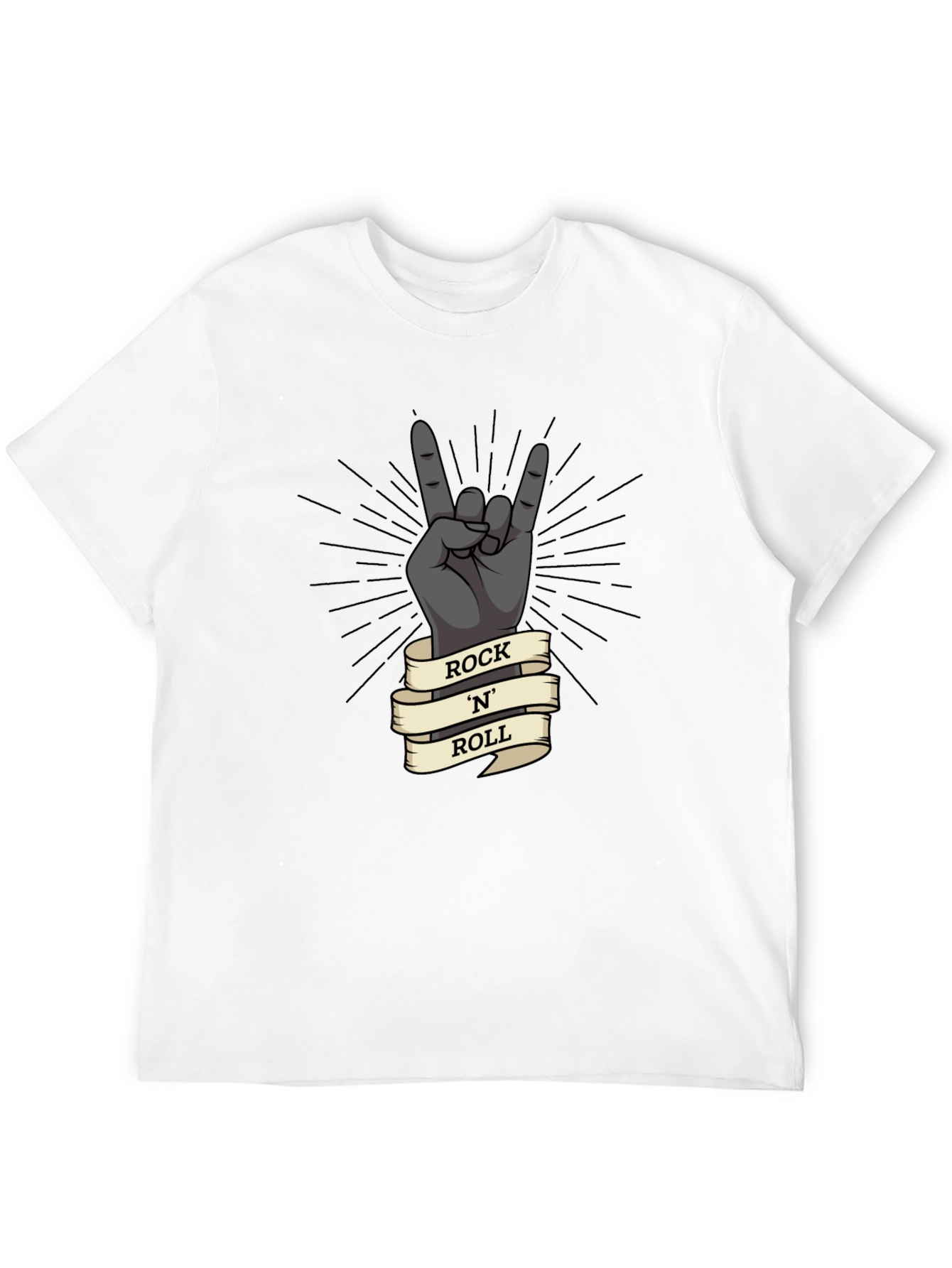 Black Rock 'N' Roll Hand Gesture Graphic T-Shirt view 12