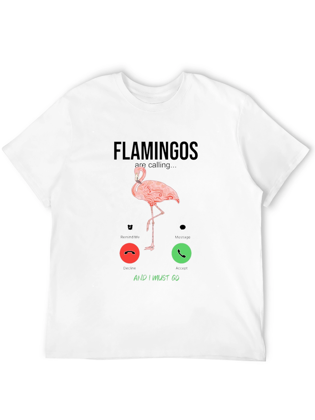 Black Flamingo Calling Graphic T-Shirt view 12