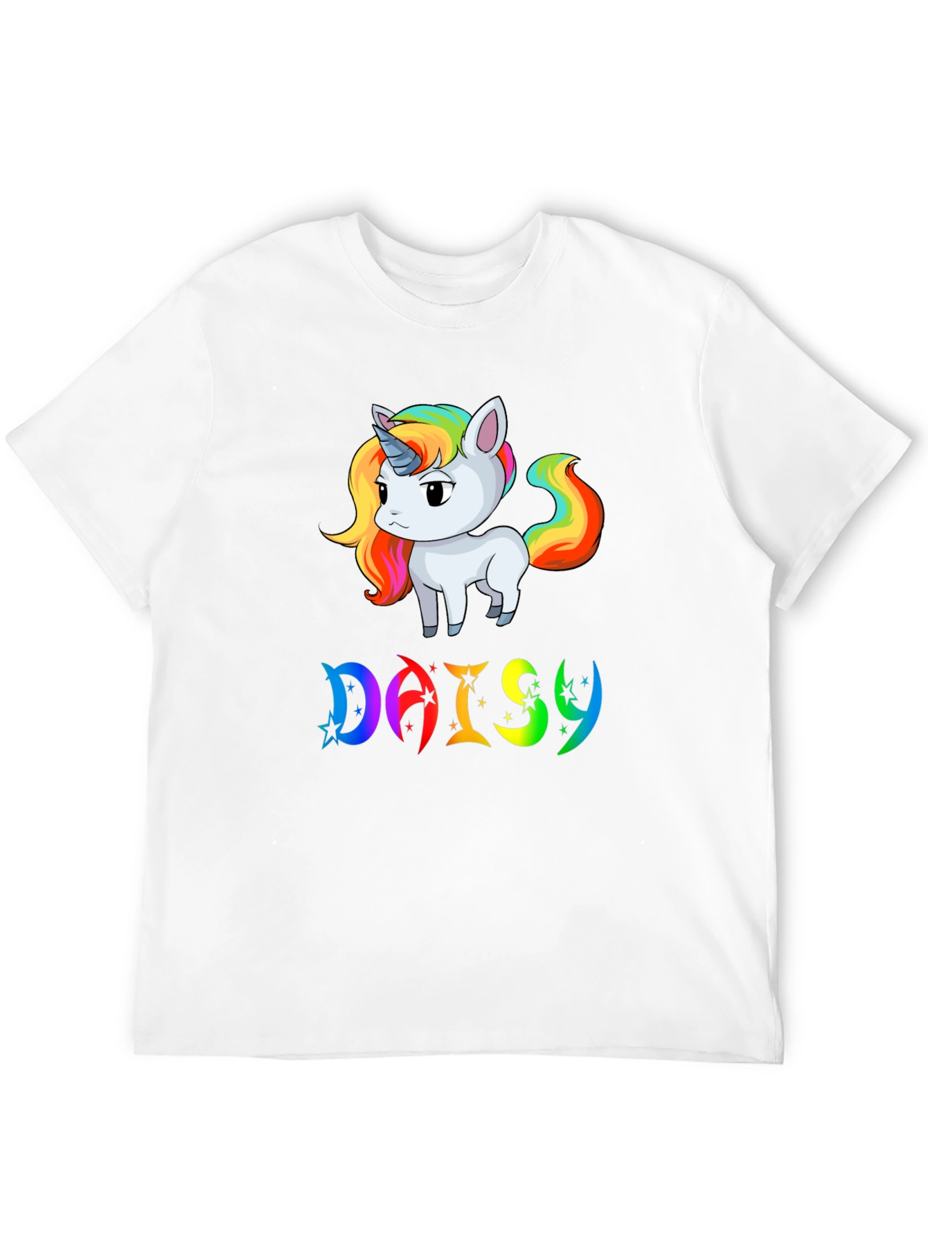 Black Unicorn 'Daisy' Personalized Black T-Shirt view 12