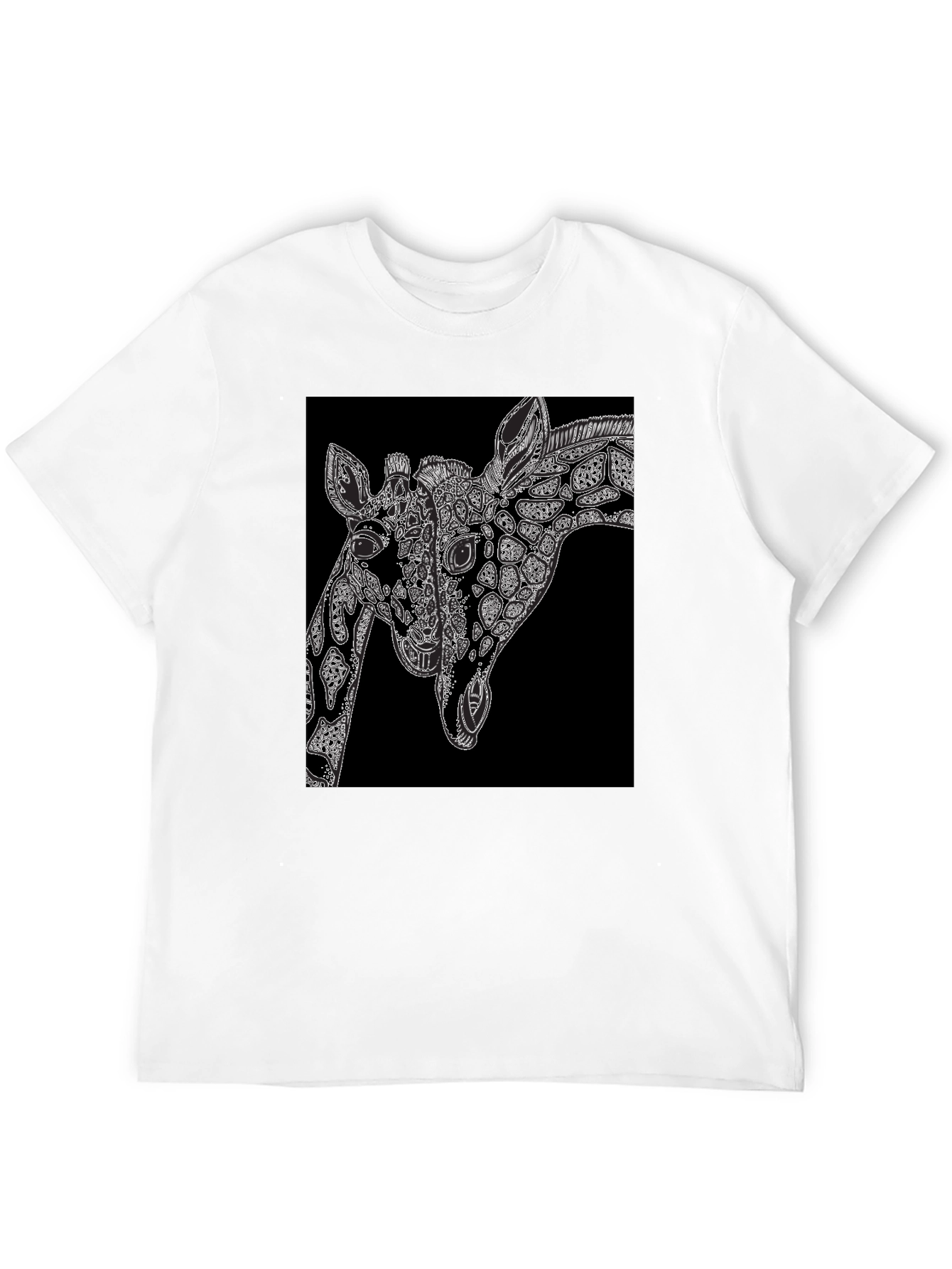 Black Giraffe Art Black T-Shirt - Unique Graphic Tee view 12