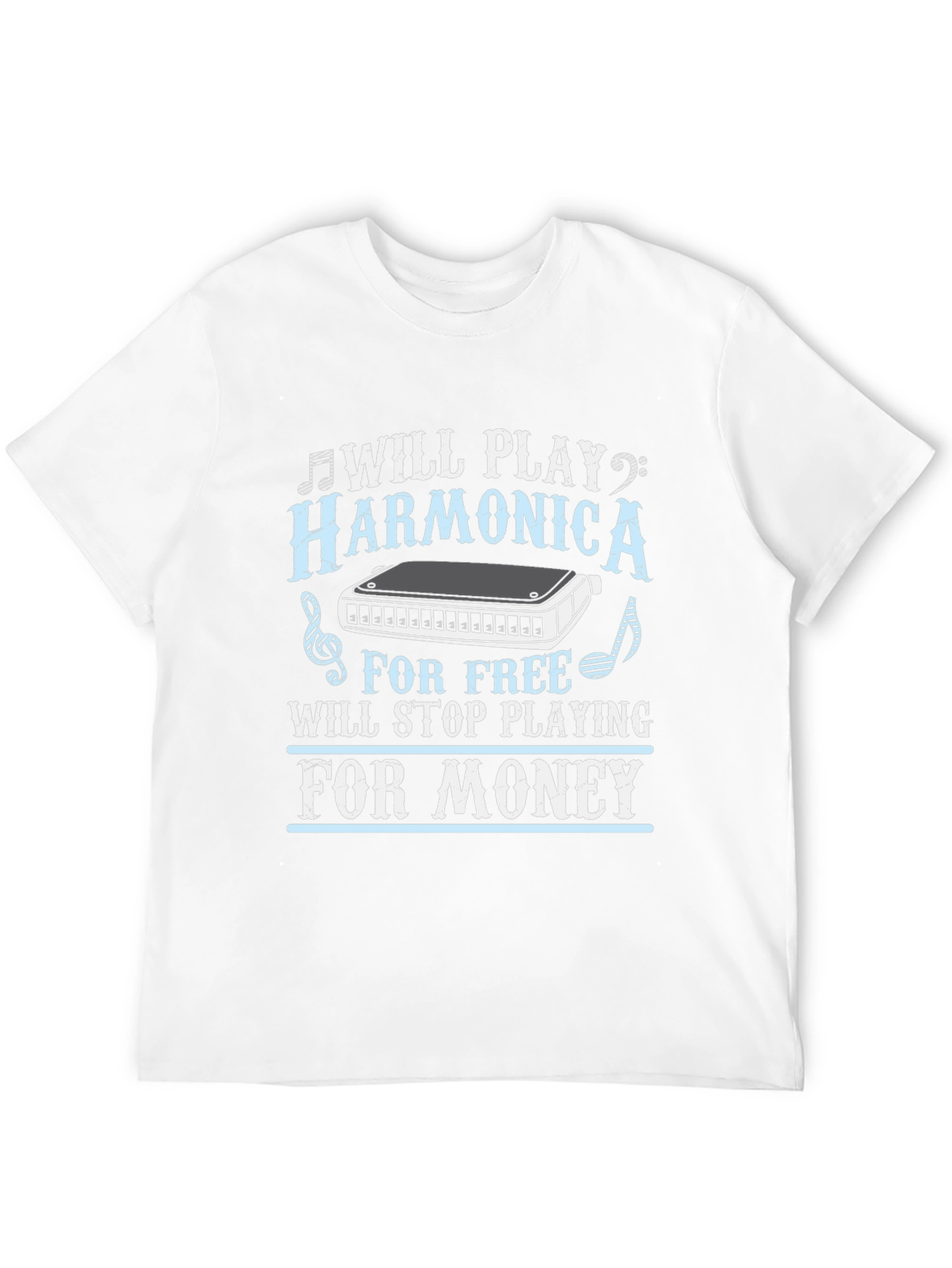 Black Harmonica Player T-Shirt - Music Lover Gift view 12