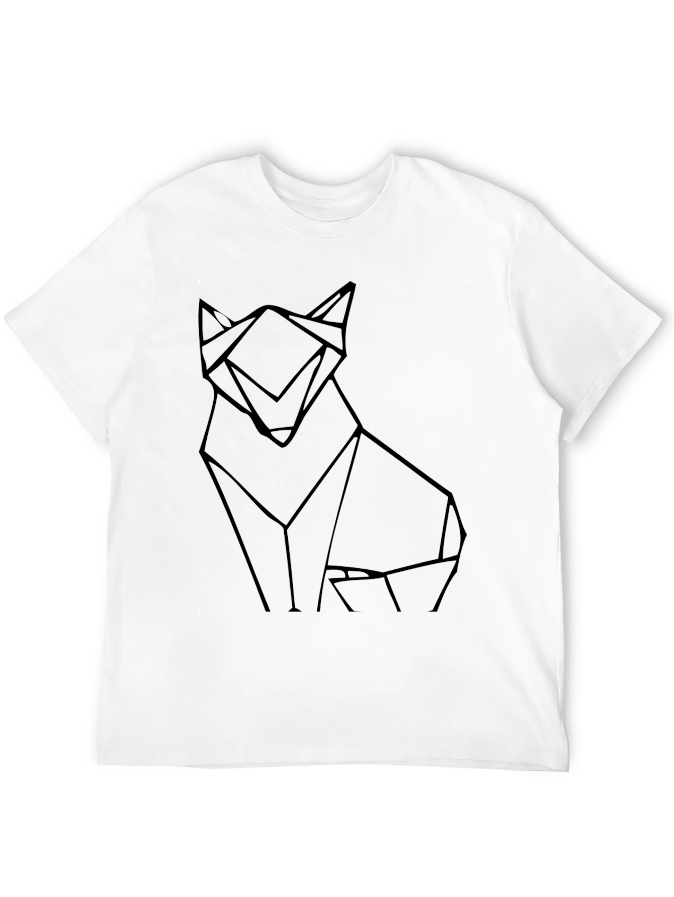 Black Geometric Wolf Graphic Black Tee view 12