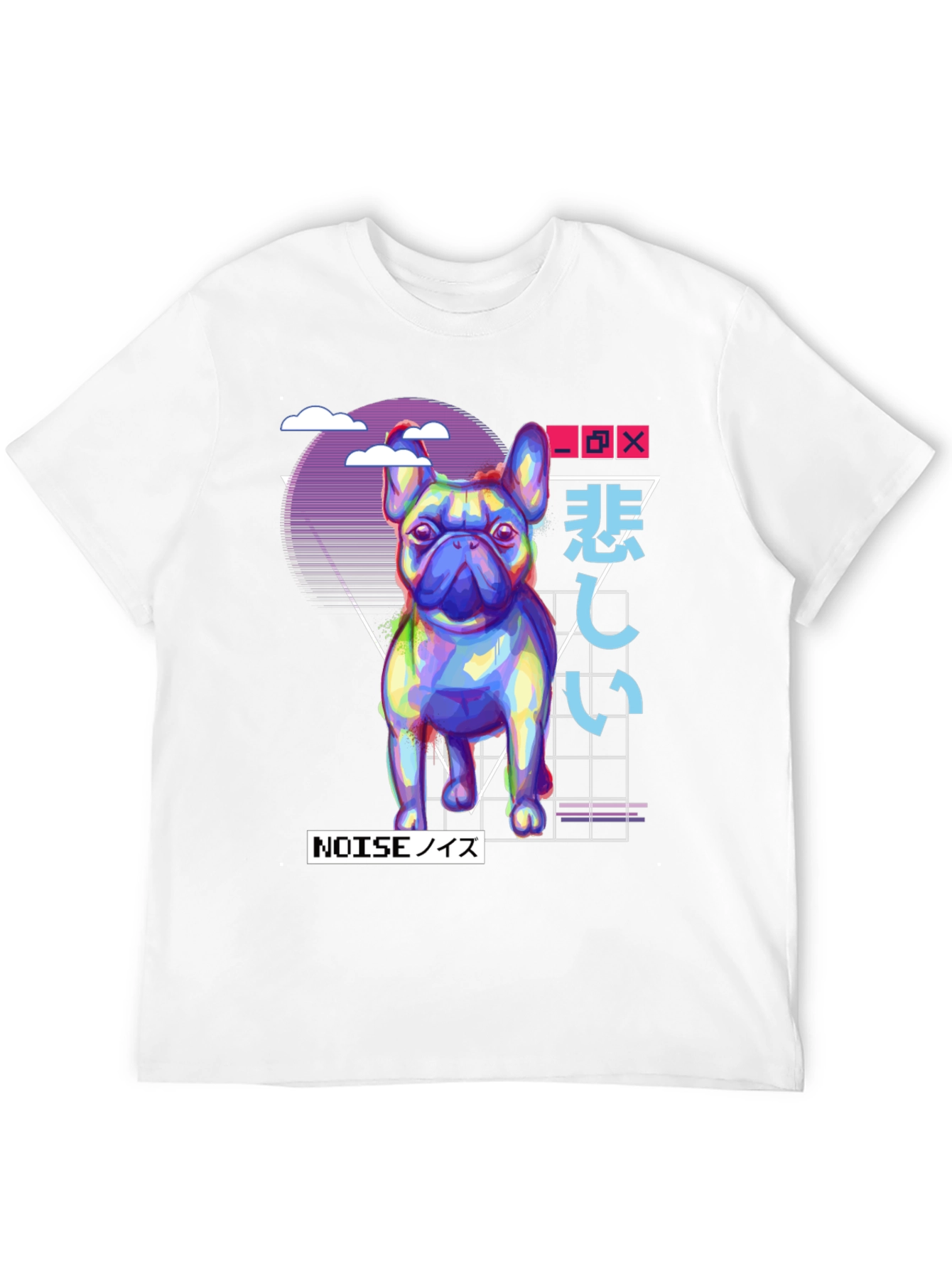 Black Vaporwave French Bulldog Graphic Tee - Black view 12