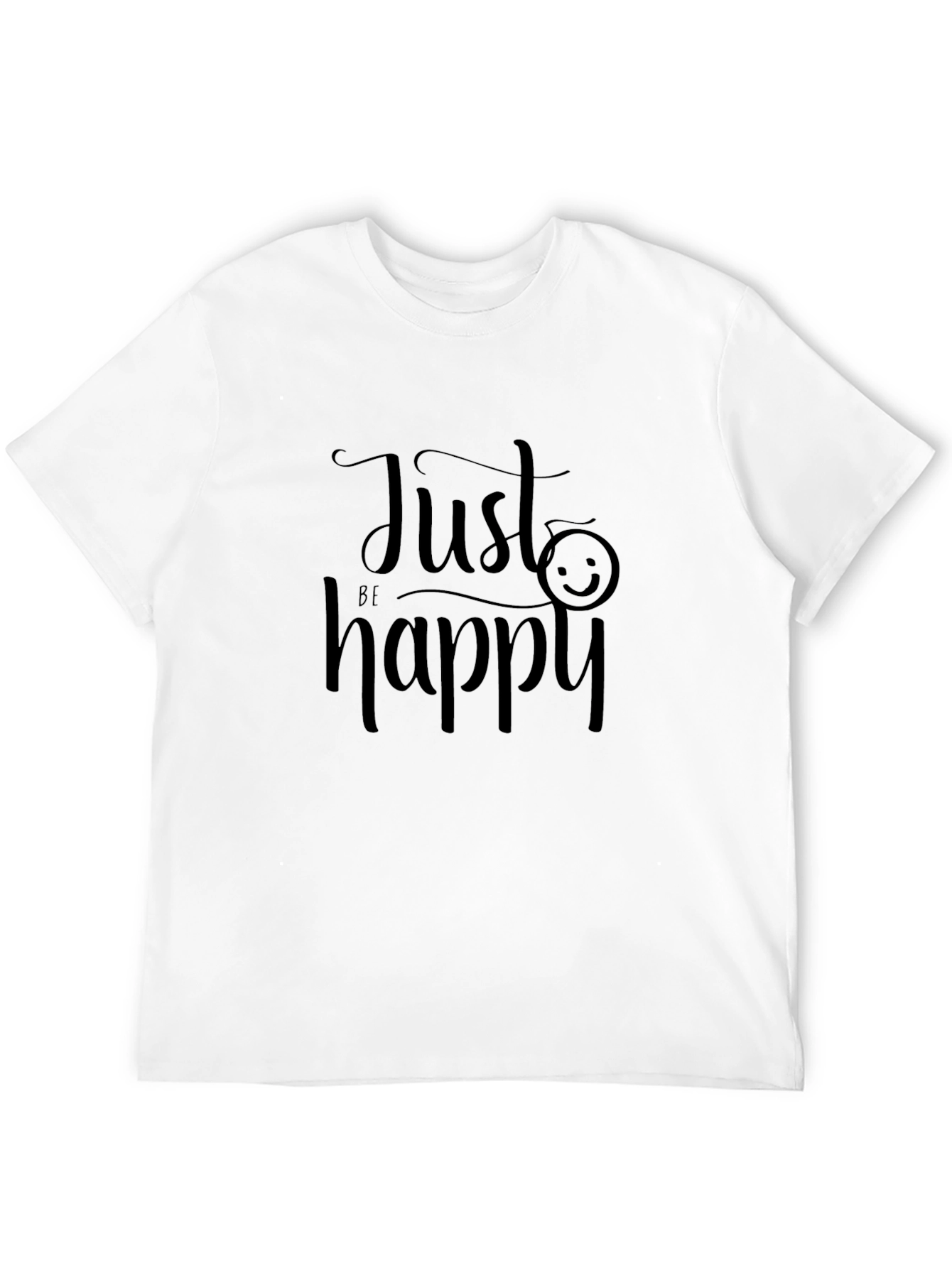 Black Just Be Happy Graphic Tee - Black Cotton T-Shirt view 12