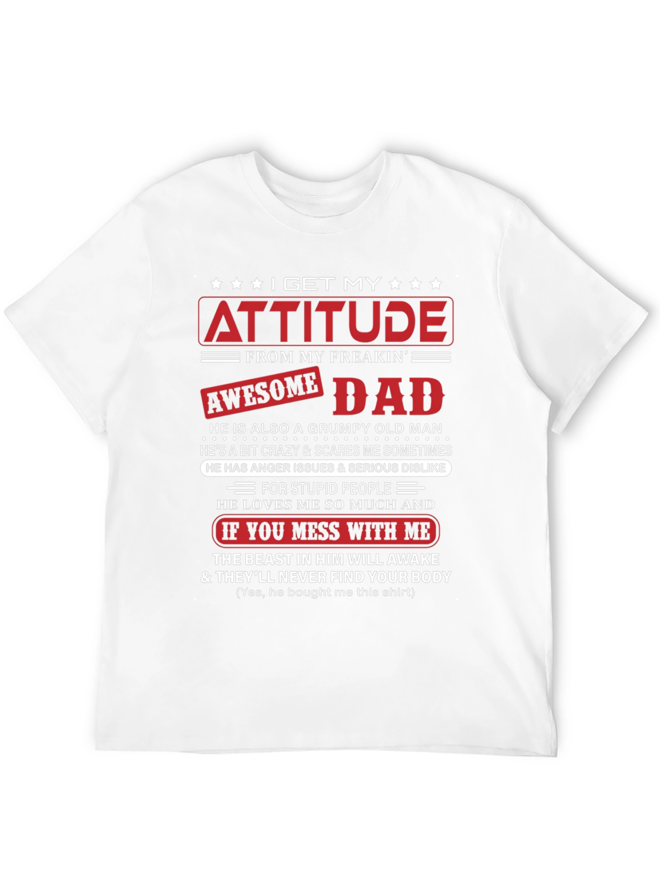 Black Attitude Awesome Dad Graphic T-Shirt view 12