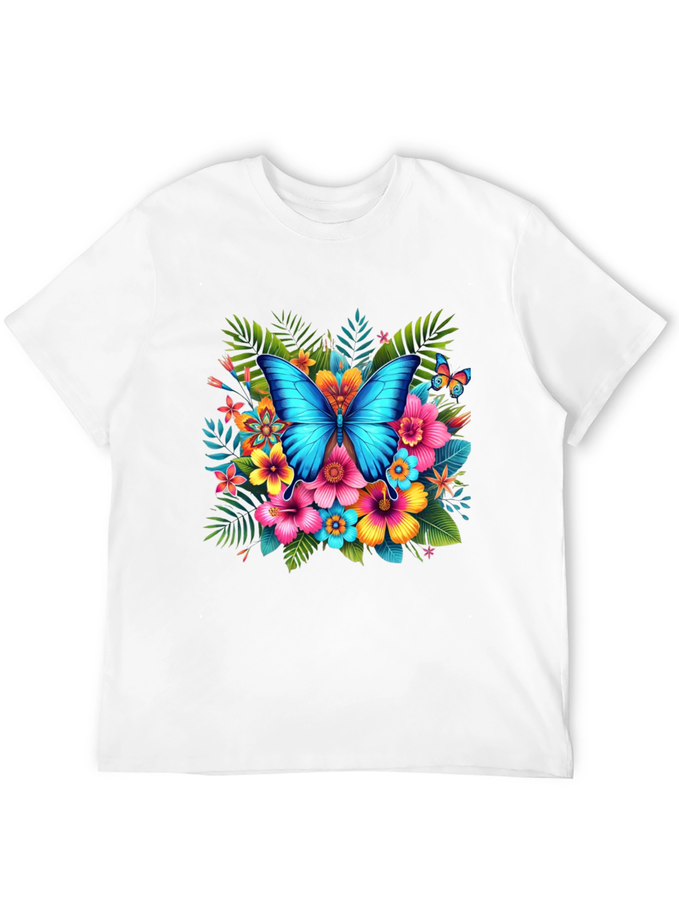 Black Butterfly Floral Black T-Shirt view 12