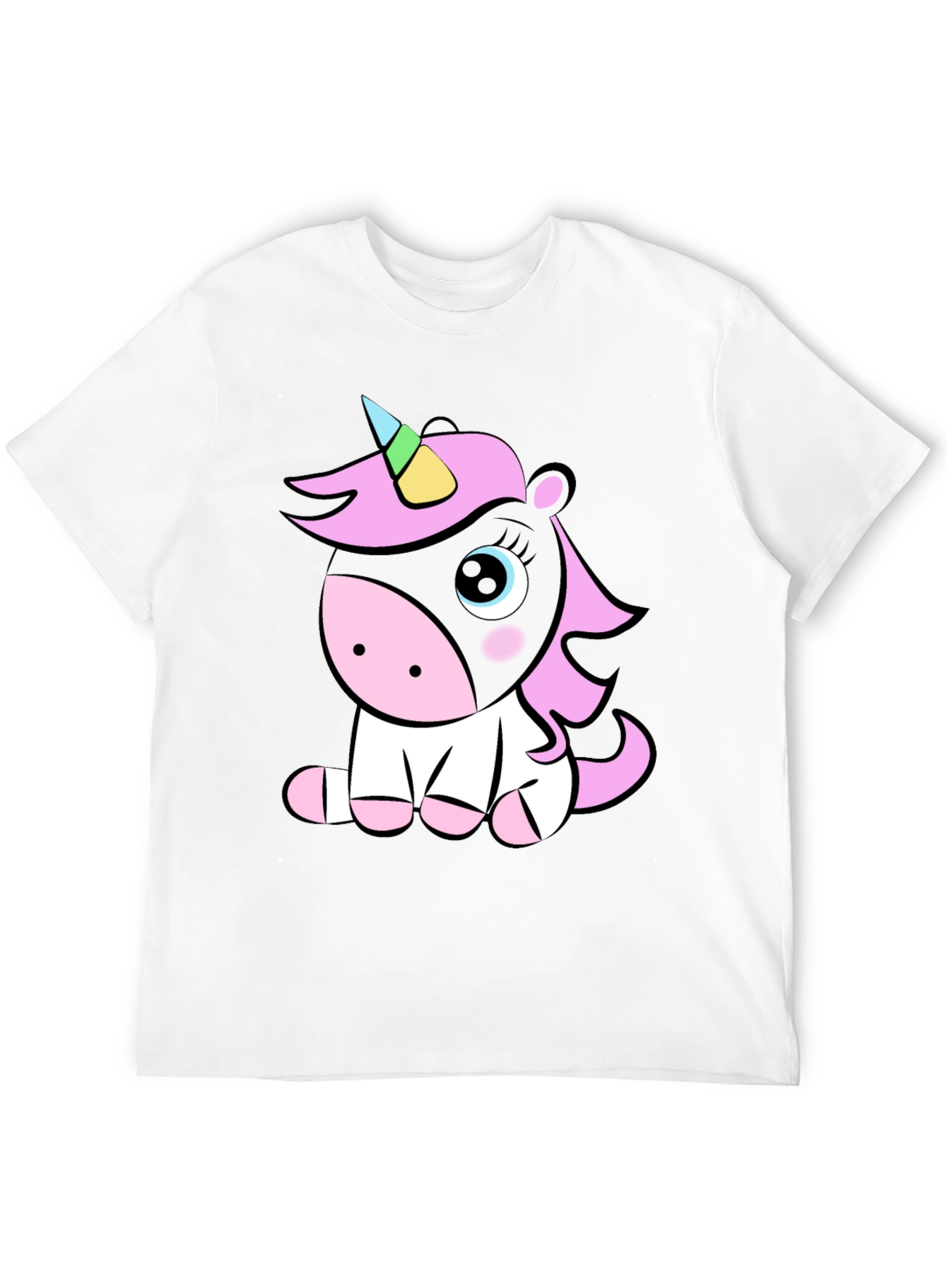 Black Cute Unicorn Graphic T-Shirt - Black Cotton Tee view 12